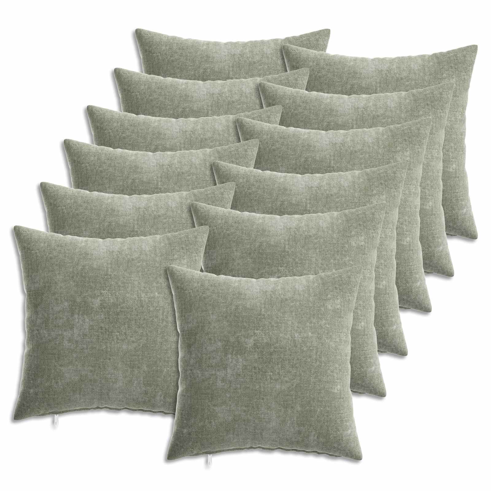 Kussensloop 6 st HEERLEN Groen 35 x 35 cm Chenille Stof image 1