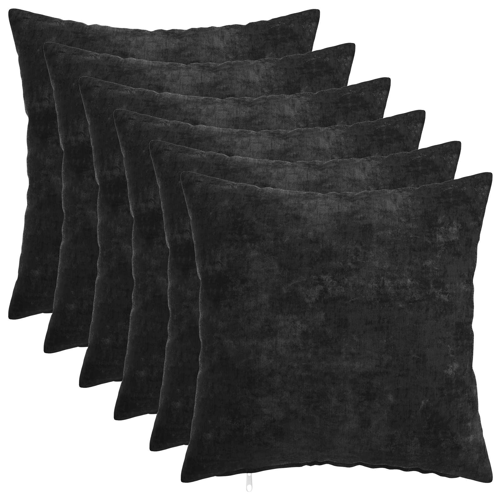 Kussensloop 6 st HEERLEN Antraciet 40 x 40 cm Chenille Stof image 2