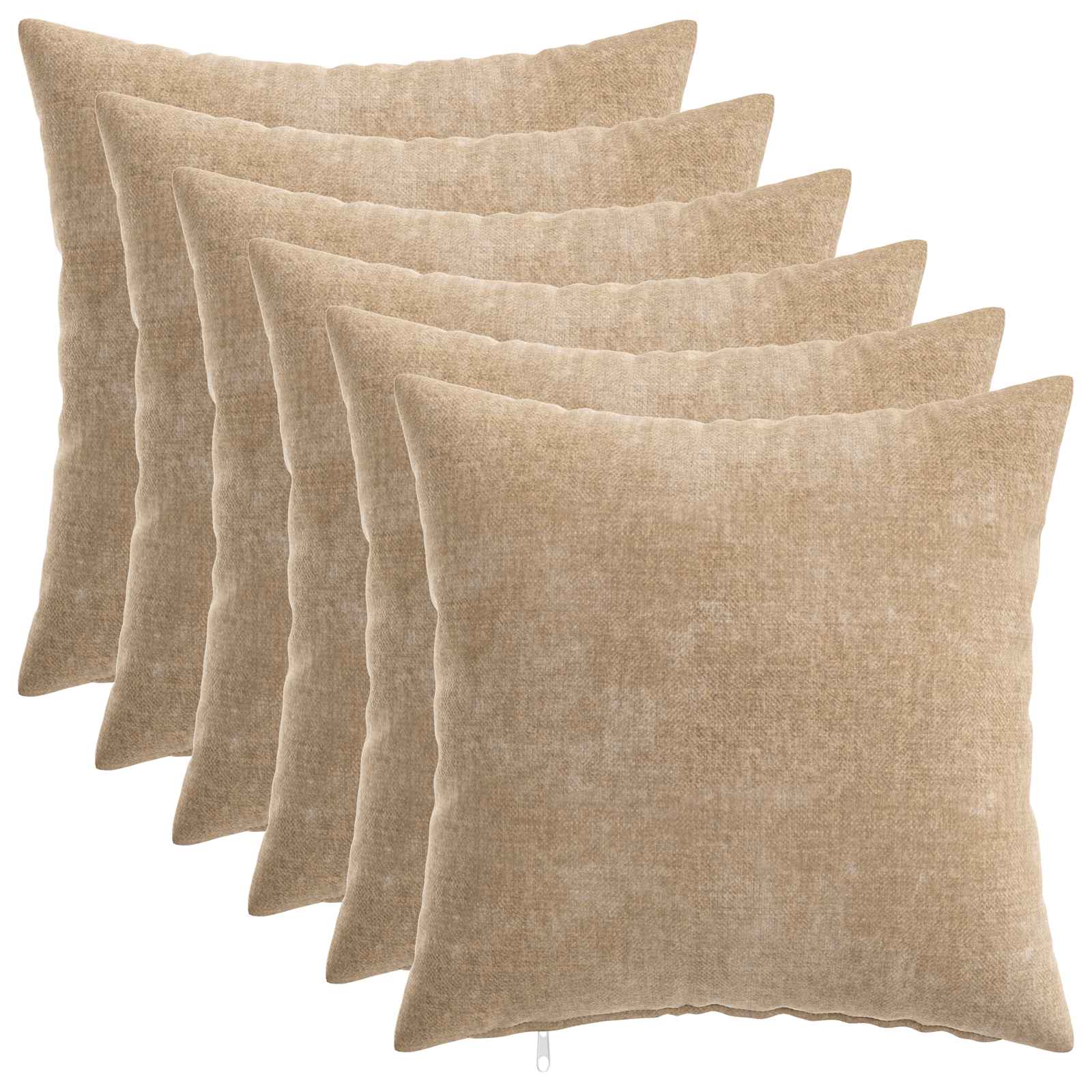 Kussensloop 6 st HEERLEN Taupe 40 x 40 cm Chenille Stof image 2