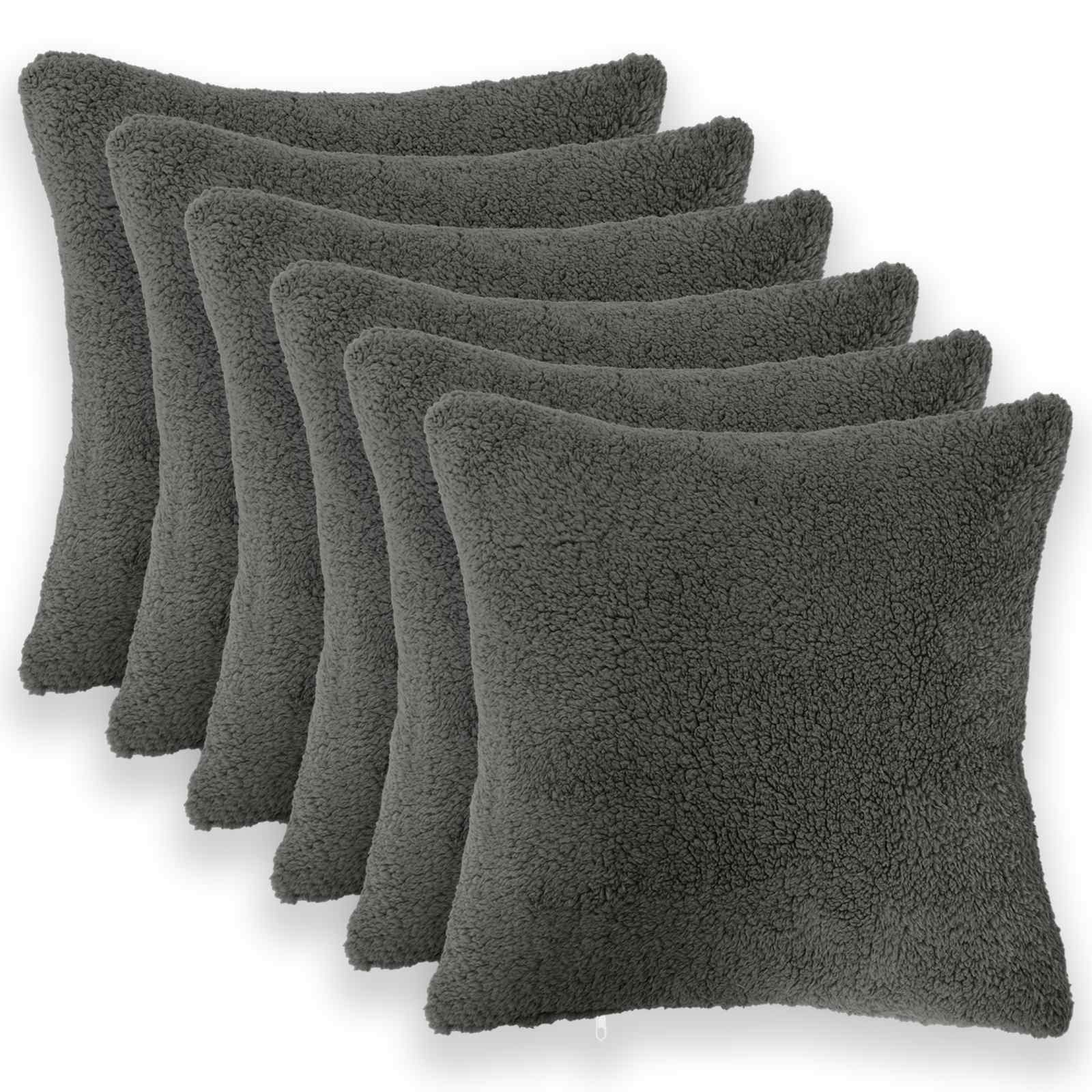 vidaXL Povlak na polštář 6 pcs HEERLEN Tmavě šedá 40 x 40 cm Bouclé