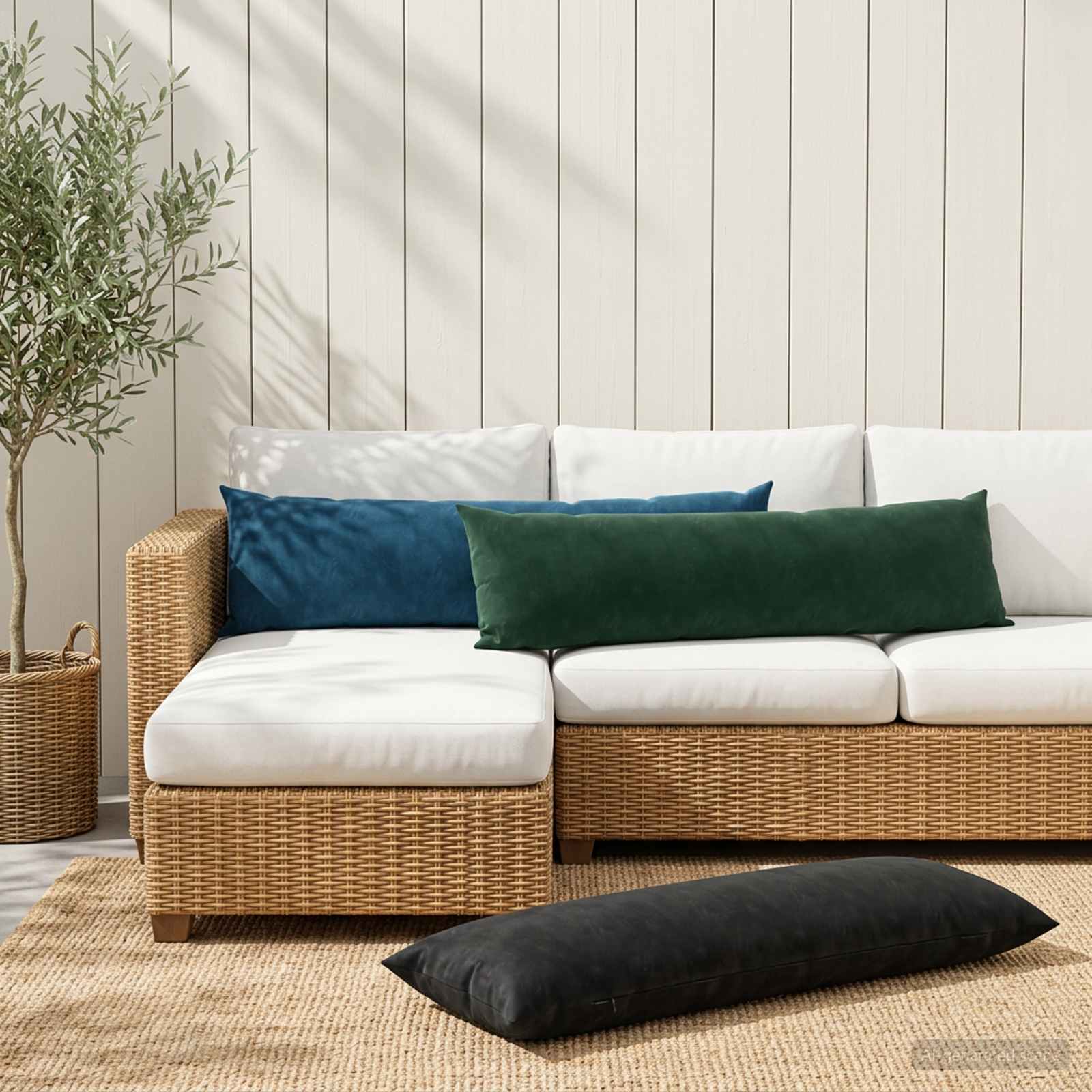 Kussen met kussen HEERLEN Zwart 40 x 145 cm fluweel image 1