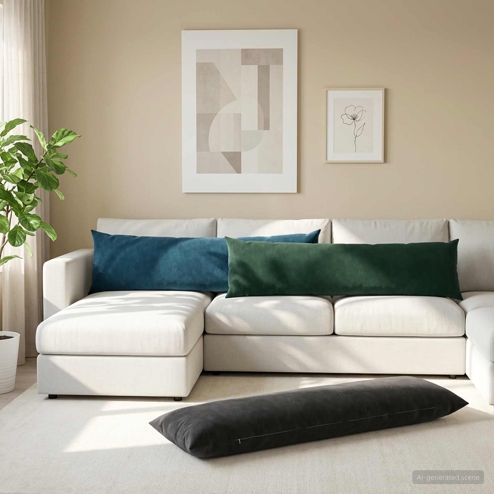 Kussen met kussen HEERLEN Zwart 40 x 145 cm fluweel image 3