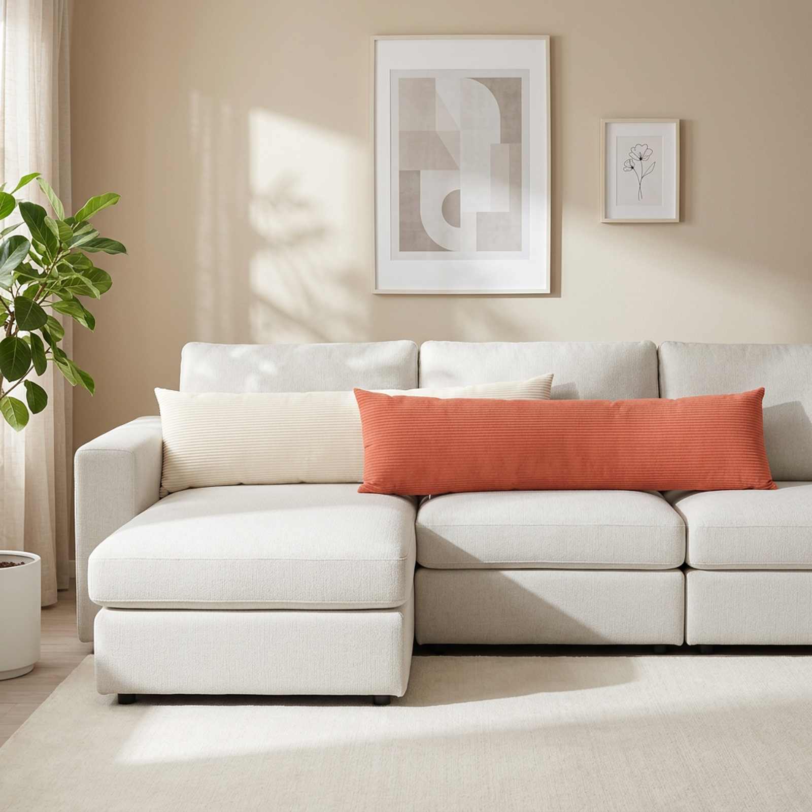 vidaXL Pudebetræk 2 stk. HEERLEN Cremefarvet 40 x 145 cm cordfløjl