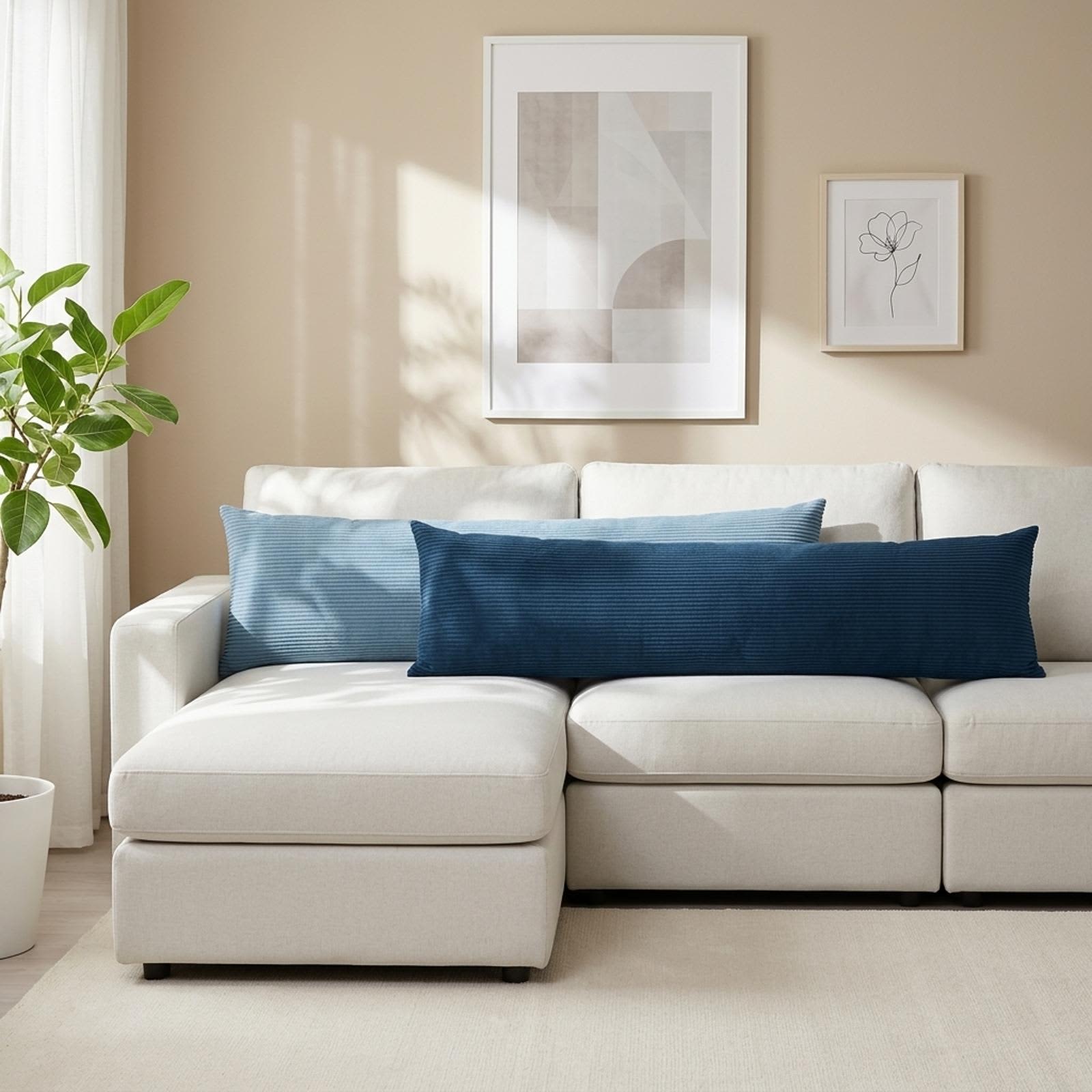vidaXL Pudebetræk 2 stk. HEERLEN Blå 40 x 145 cm cordfløjl