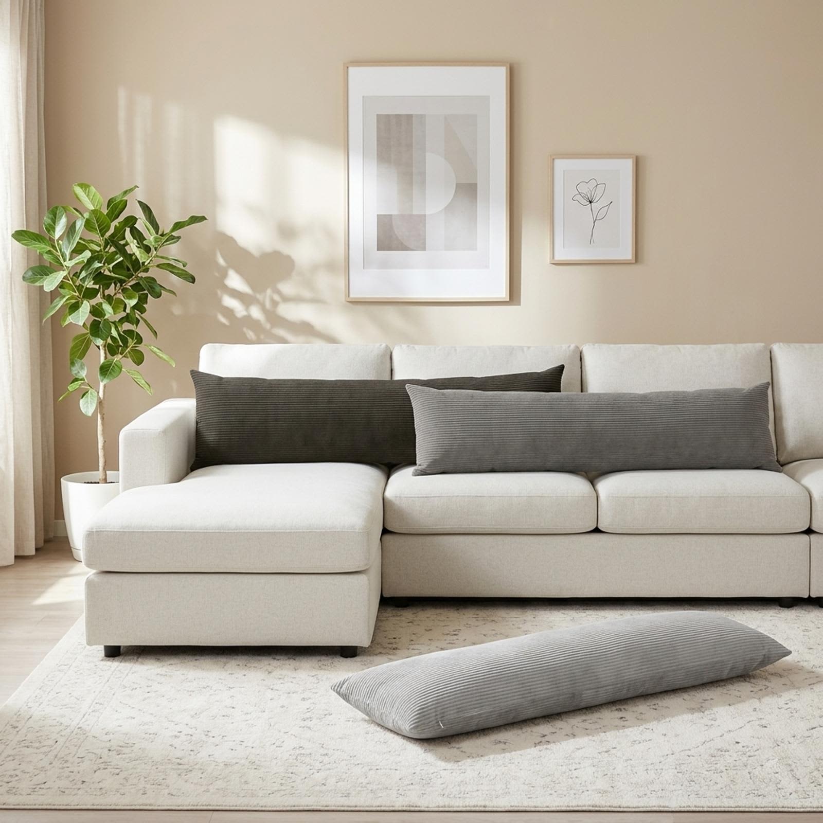 Prevleka za blazino 2 kos HEERLEN Svetlo siva 40 x 145 cm