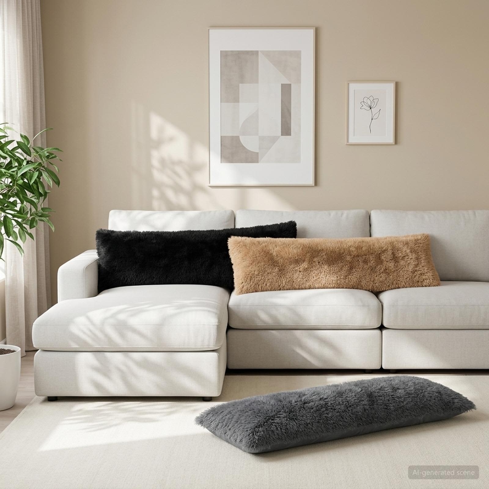 Kussensloop 2 pcs HEERLEN Taupe 40 x 145 cm PV Fleece image 3