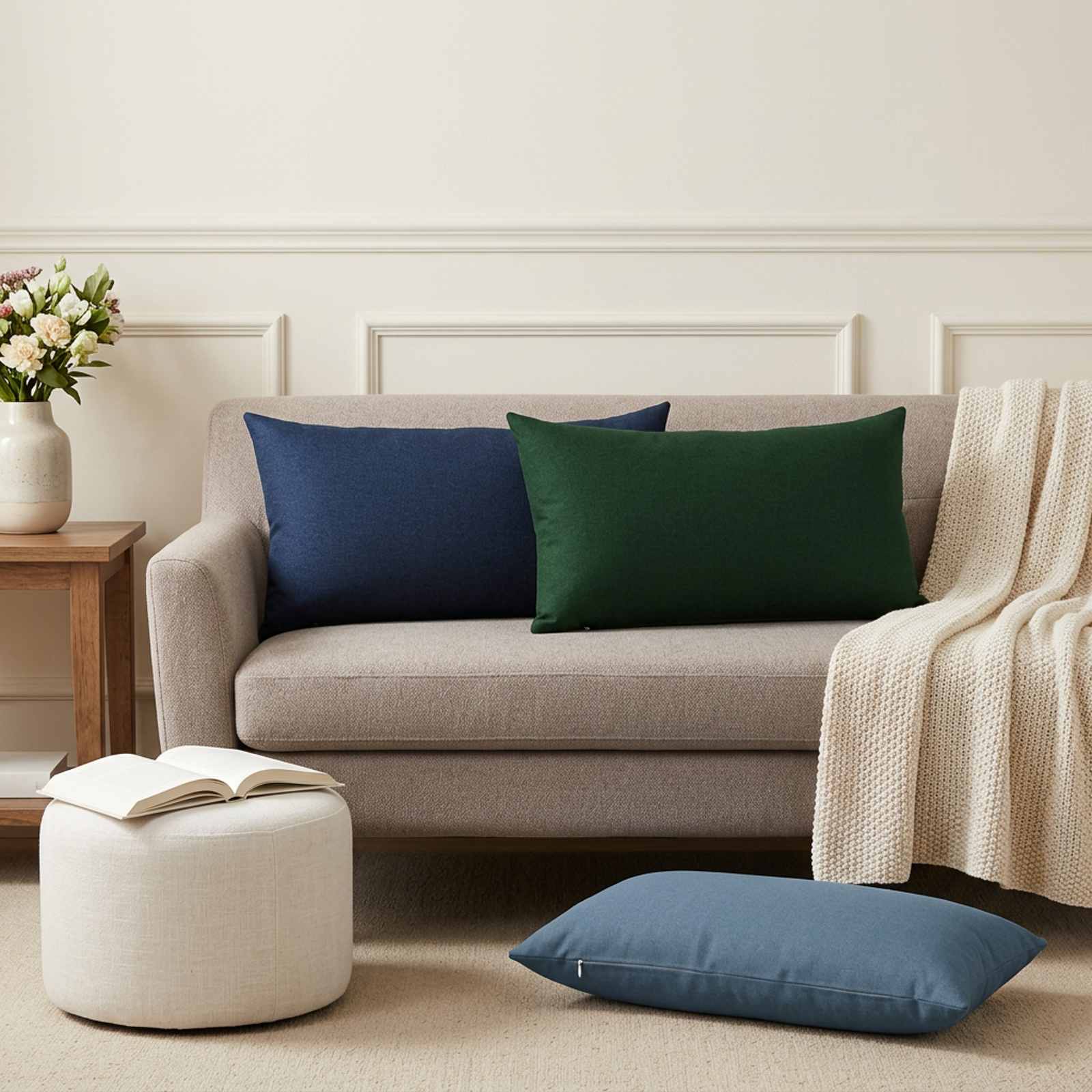 Pudebetræk 2 stk. HEERLEN sort 40 x 70 cm - pudebetræk i 100 % polyester med lynlås