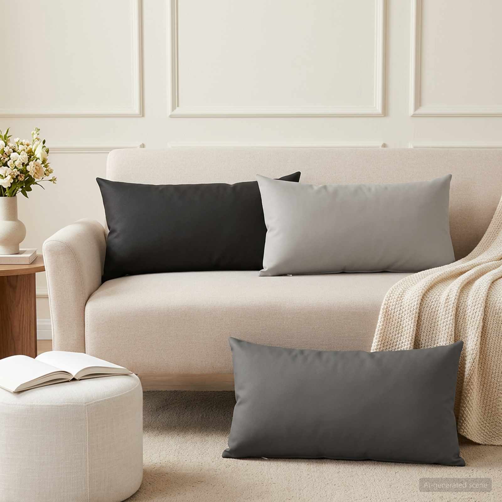 vidaXL Pudebetræk 2 pcs HEERLEN Sort 40 x 80 cm Polyester