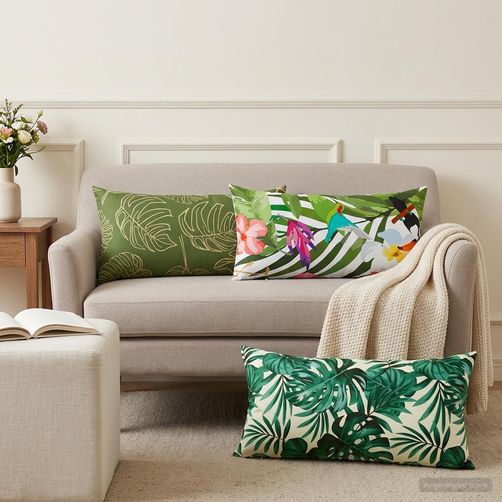 vidaXL Pudebetræk 6 pcs HEERLEN Bladmønster 40 x 70 cm Polyester