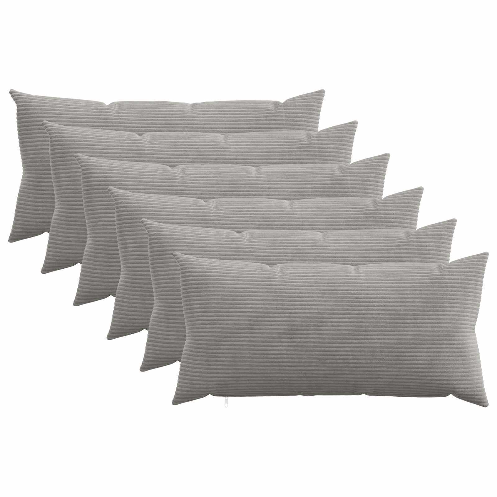 Kussensloop 6 pcs HEERLEN Lichtgrijs 40 x 80 cm corduroy image 1