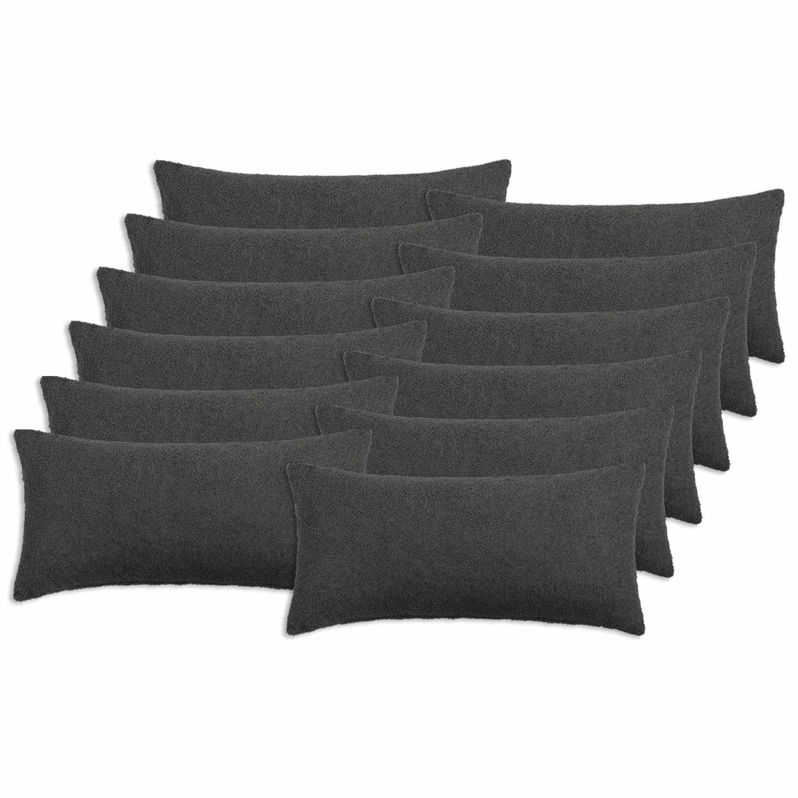 Kussensloop 12 pcs HEERLEN Donkergrijs 40 x 80 cm Bouclé image 1
