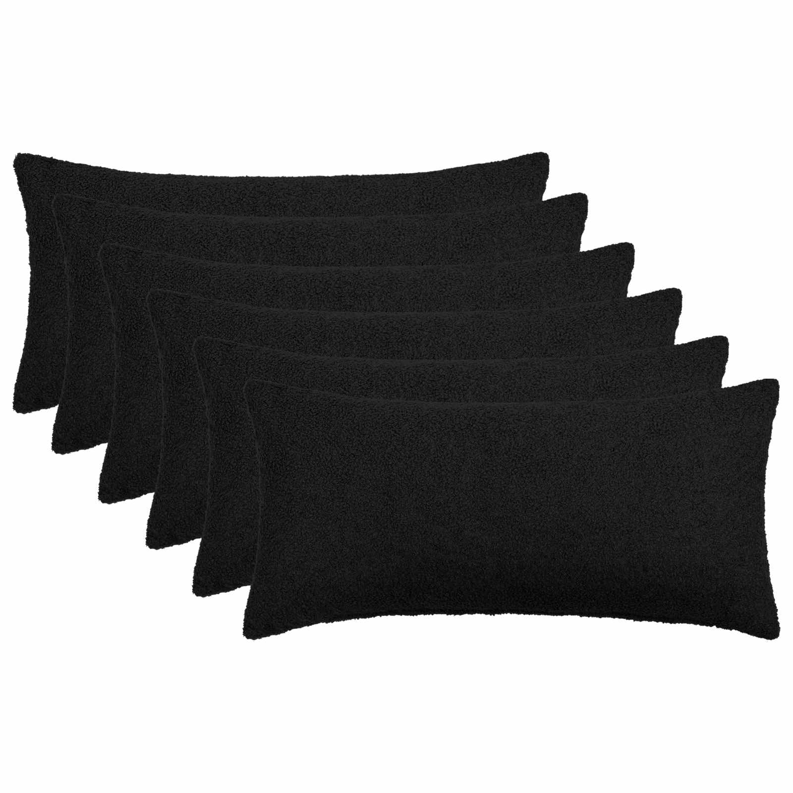 Kussensloop 6 pcs HEERLEN Zwart 40 x 80 cm Bouclé image 1