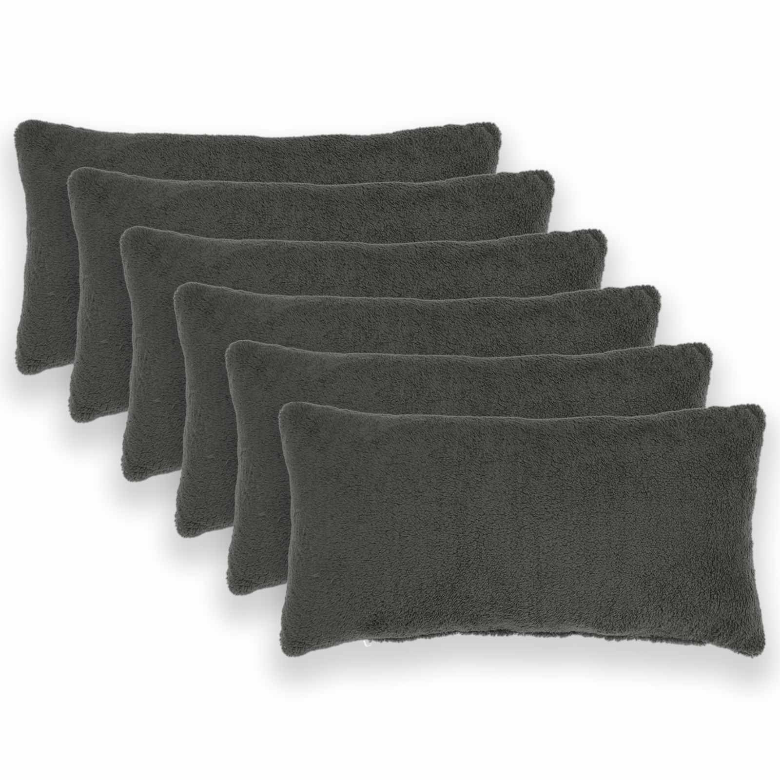 Prevleka za blazino 6 kos HEERLEN Temno siva 40 x 80 cm Bouclé