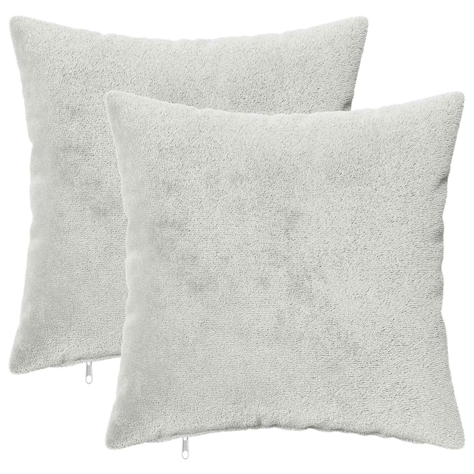 vidaXL Kussensloop 2 st HEERLEN Lichtgrijs 45 x 45 cm Flanel, foto 3