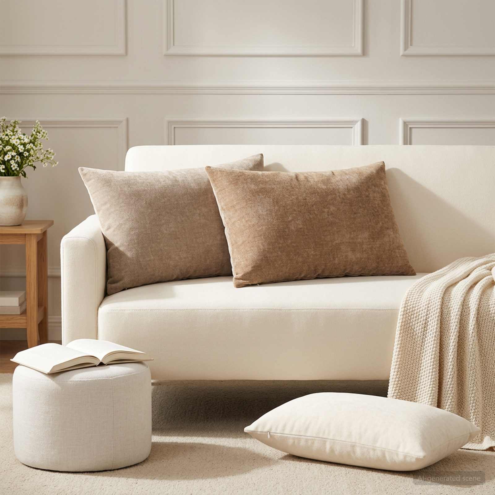 vidaXL Pudebetræk 6 stk. HEERLEN Cremefarvet 50 x 70 cm Chenille Stof