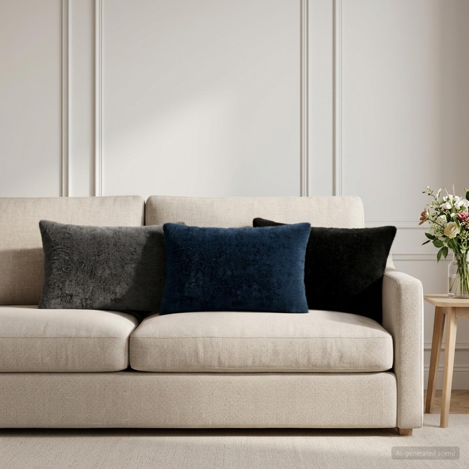 vidaXL Pudebetræk 2 stk. HEERLEN Sort 50 x 80 cm Faux Kanin Pels