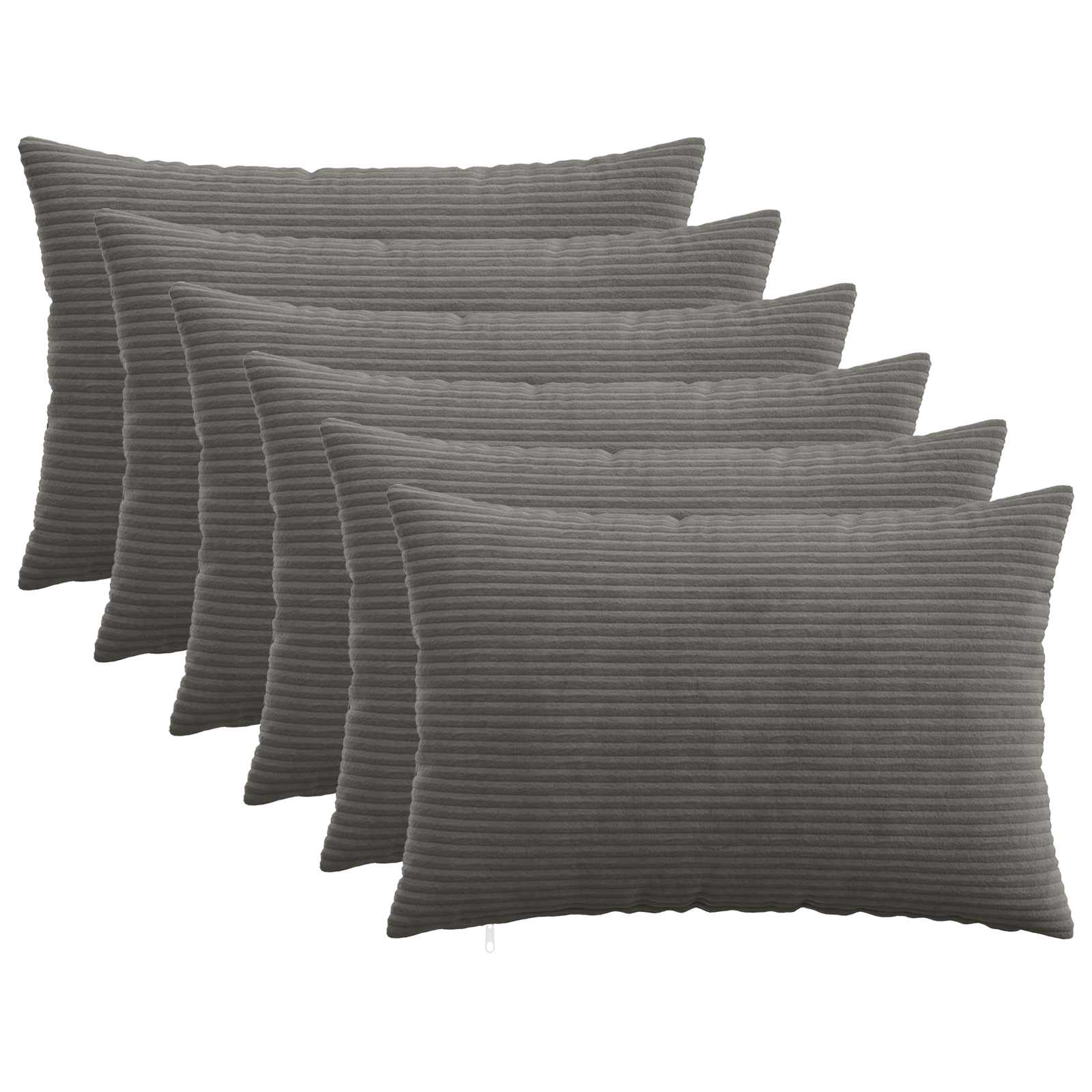 Kussensloop 6 pcs HEERLEN Donkergrijs 50 x 80 cm corduroy image 1