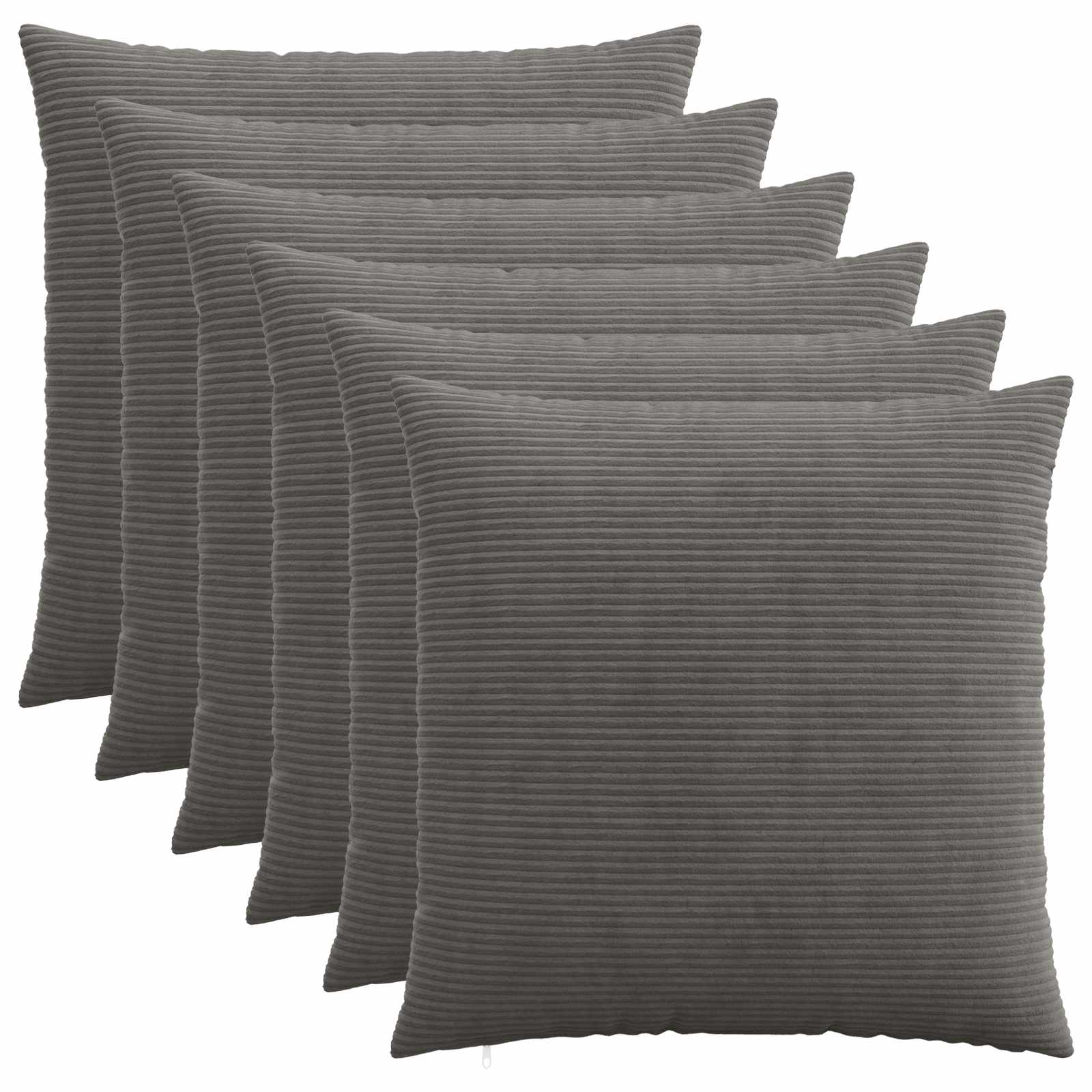 Kussensloop 6 pcs HEERLEN Donkergrijs 55 x 55 cm corduroy image 1