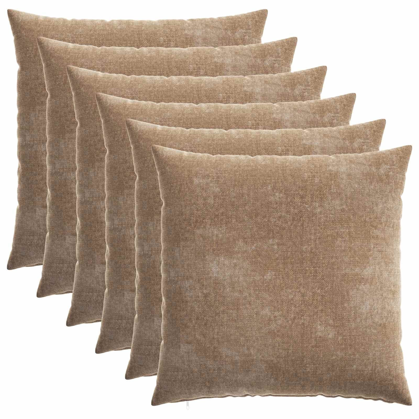 vidaXL Kussensloop 6 st HEERLEN Bruin 55 x 55 cm Chenille Stof, foto 3