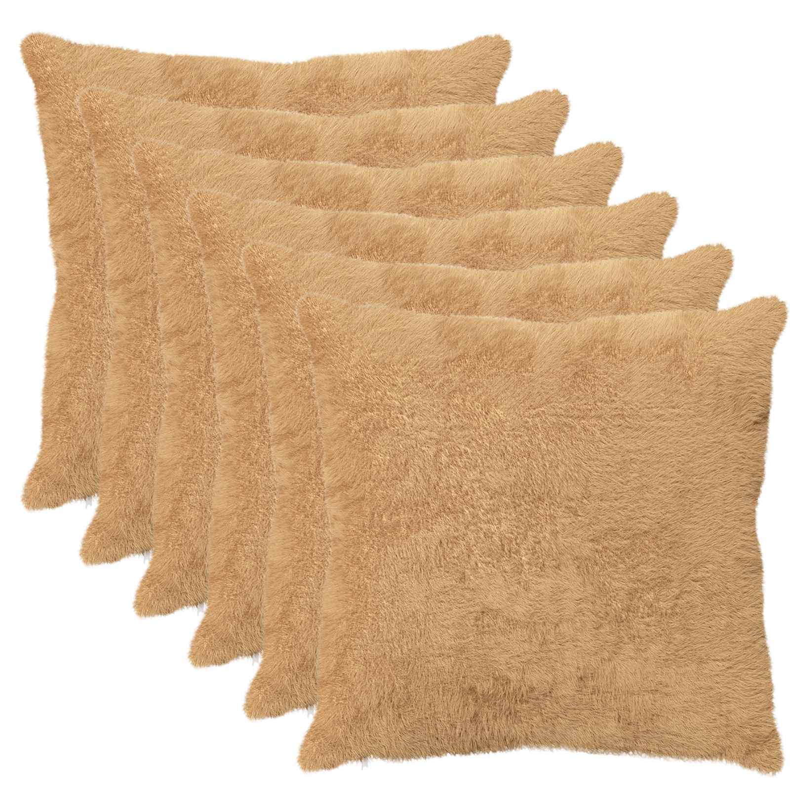 Kussensloop 6 st HEERLEN Taupe 55 x 55 cm Nep Konijnenbont image 1