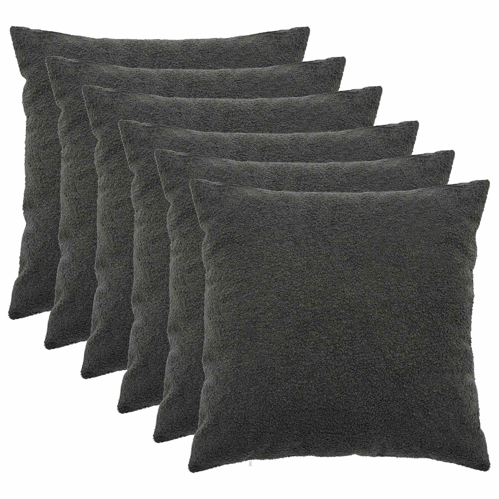 Kussensloop 6 pcs HEERLEN Donkergrijs 60 x 60 cm Bouclé image 1