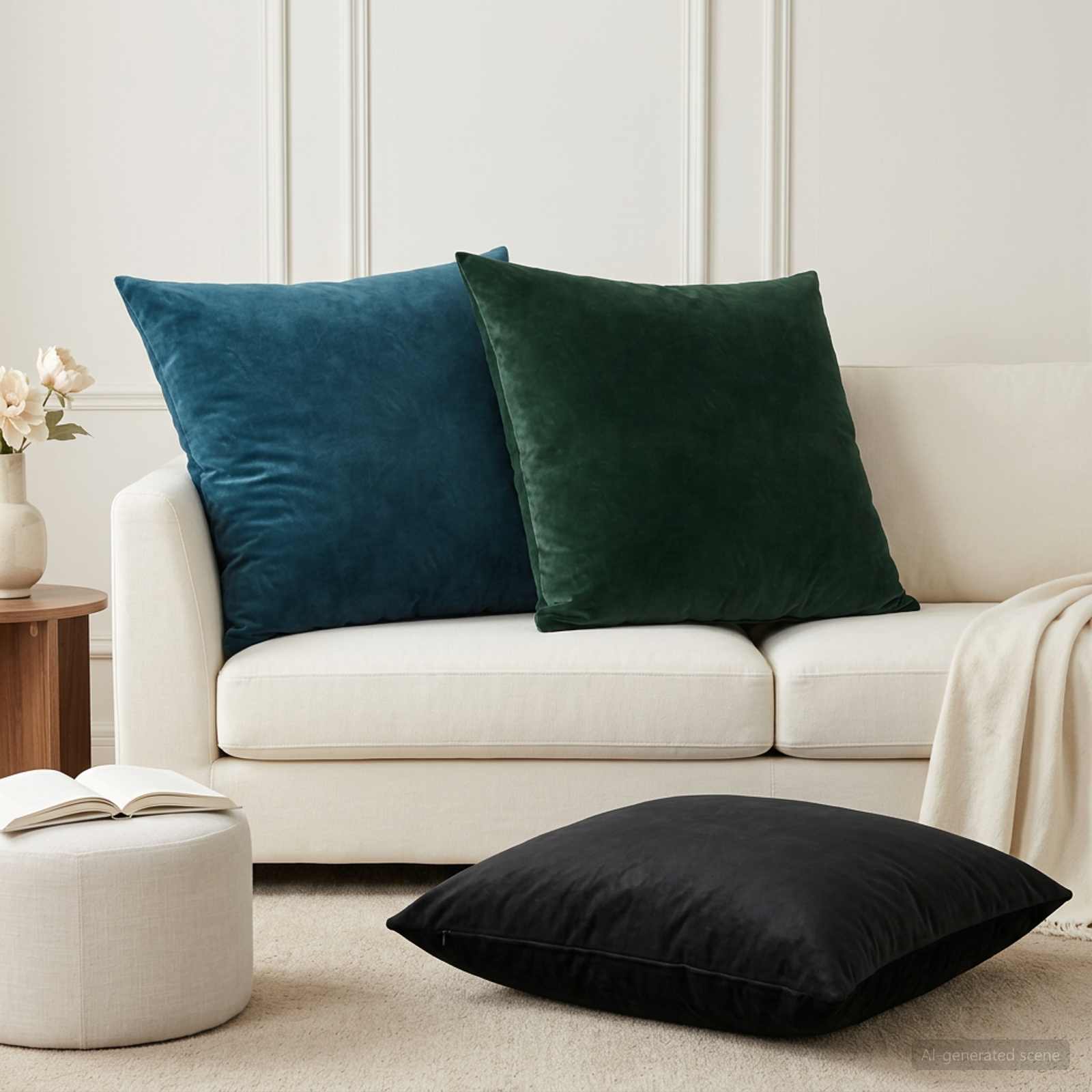 vidaXL Pudebetræk 2 pcs HEERLEN Sort 65 x 65 cm Fløjl
