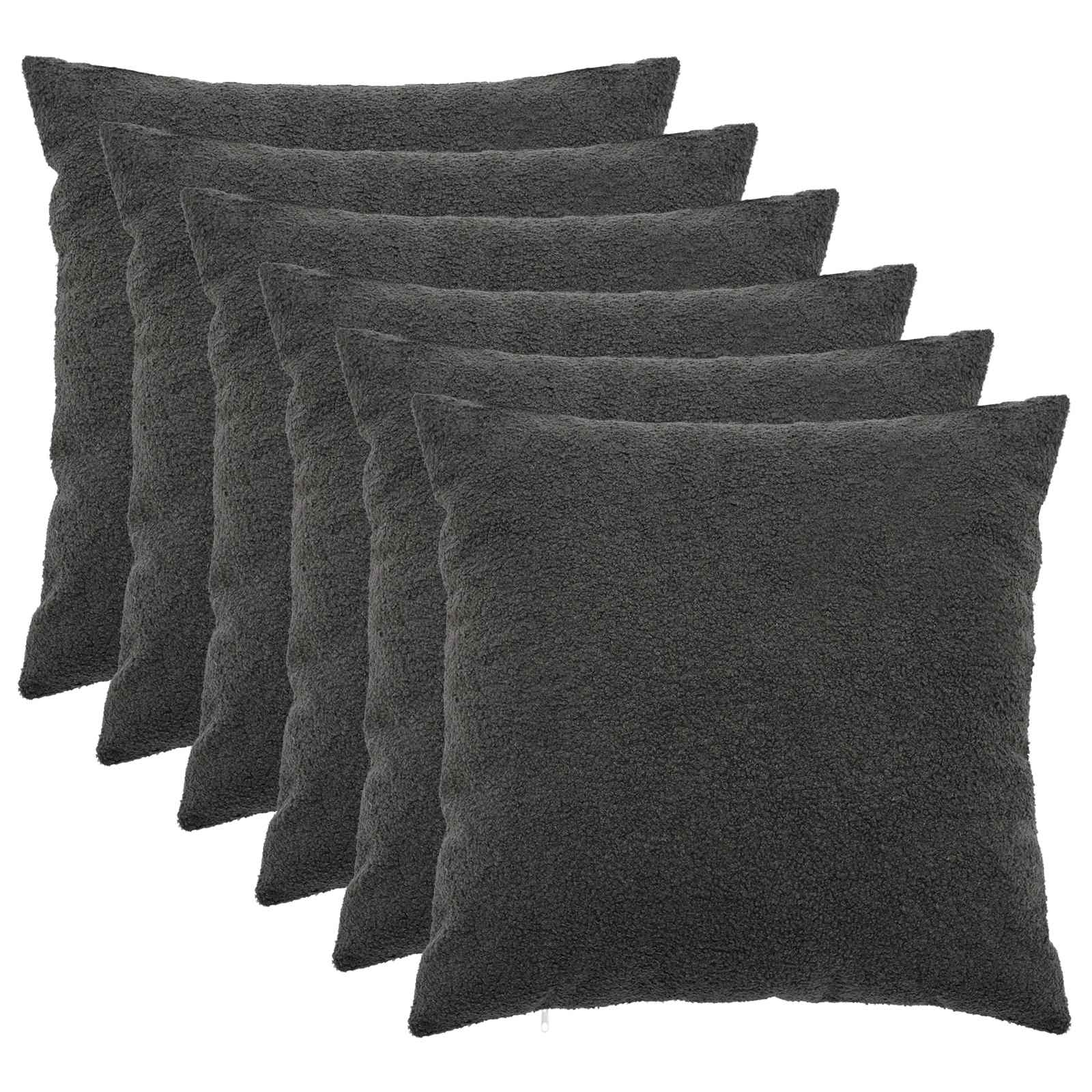 Kussensloop 6 pcs HEERLEN Donkergrijs 65 x 65 cm Bouclé image 2