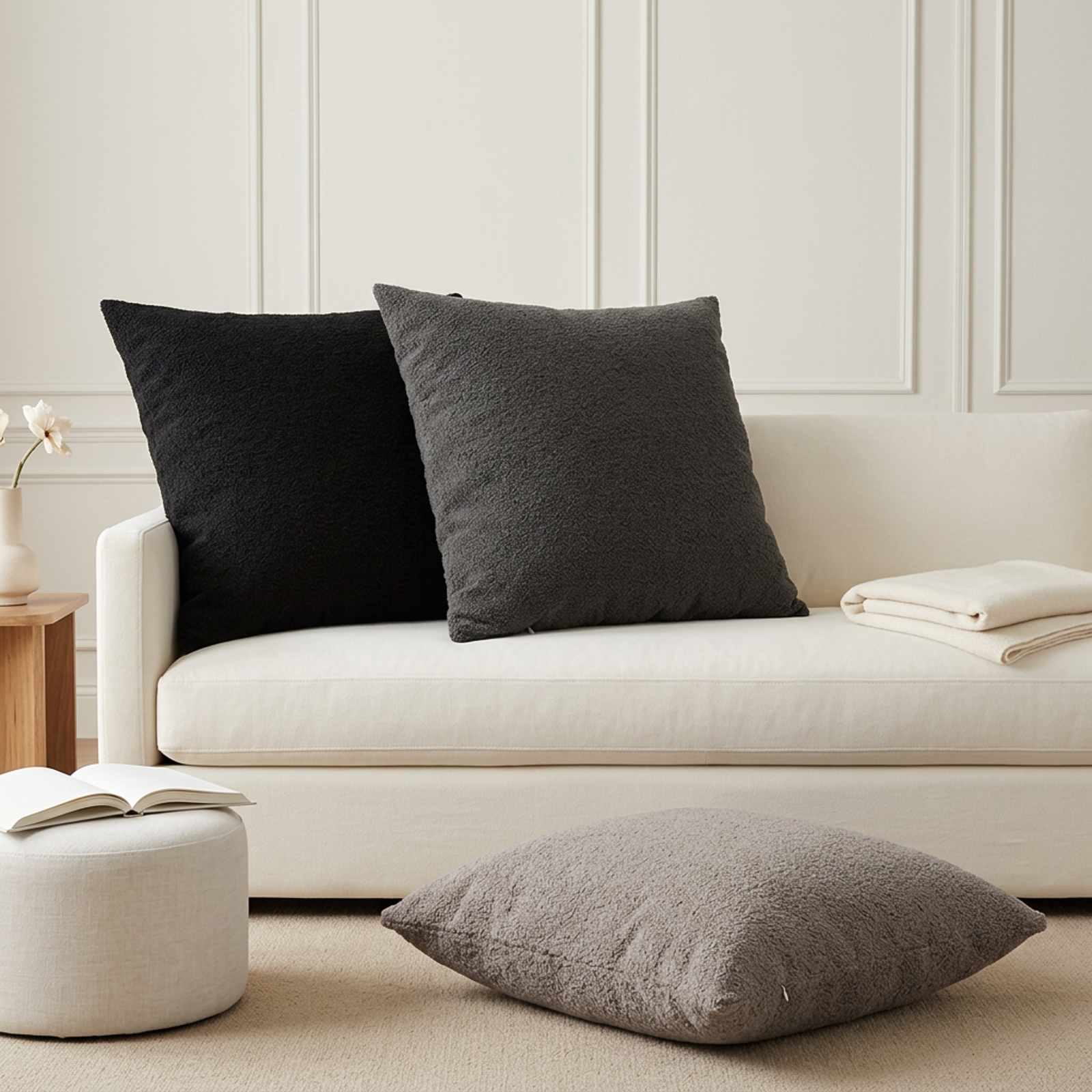 Prevleka za blazino 2 kos HEERLEN Temno siva 65 x 65 cm Bouclé