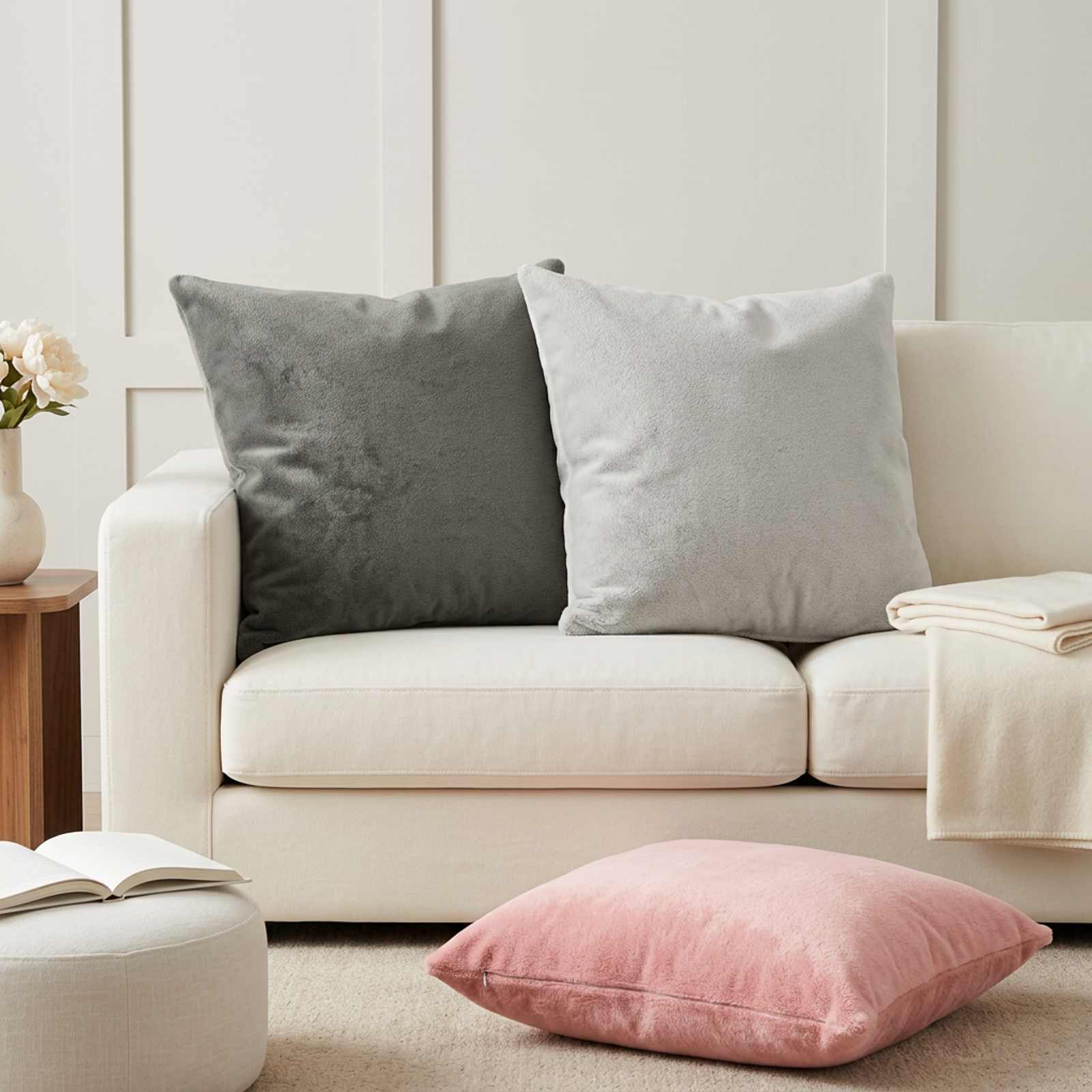 vidaXL Pudebetræk 6 stk. HEERLEN Lyserød 65 x 65 cm Flannel