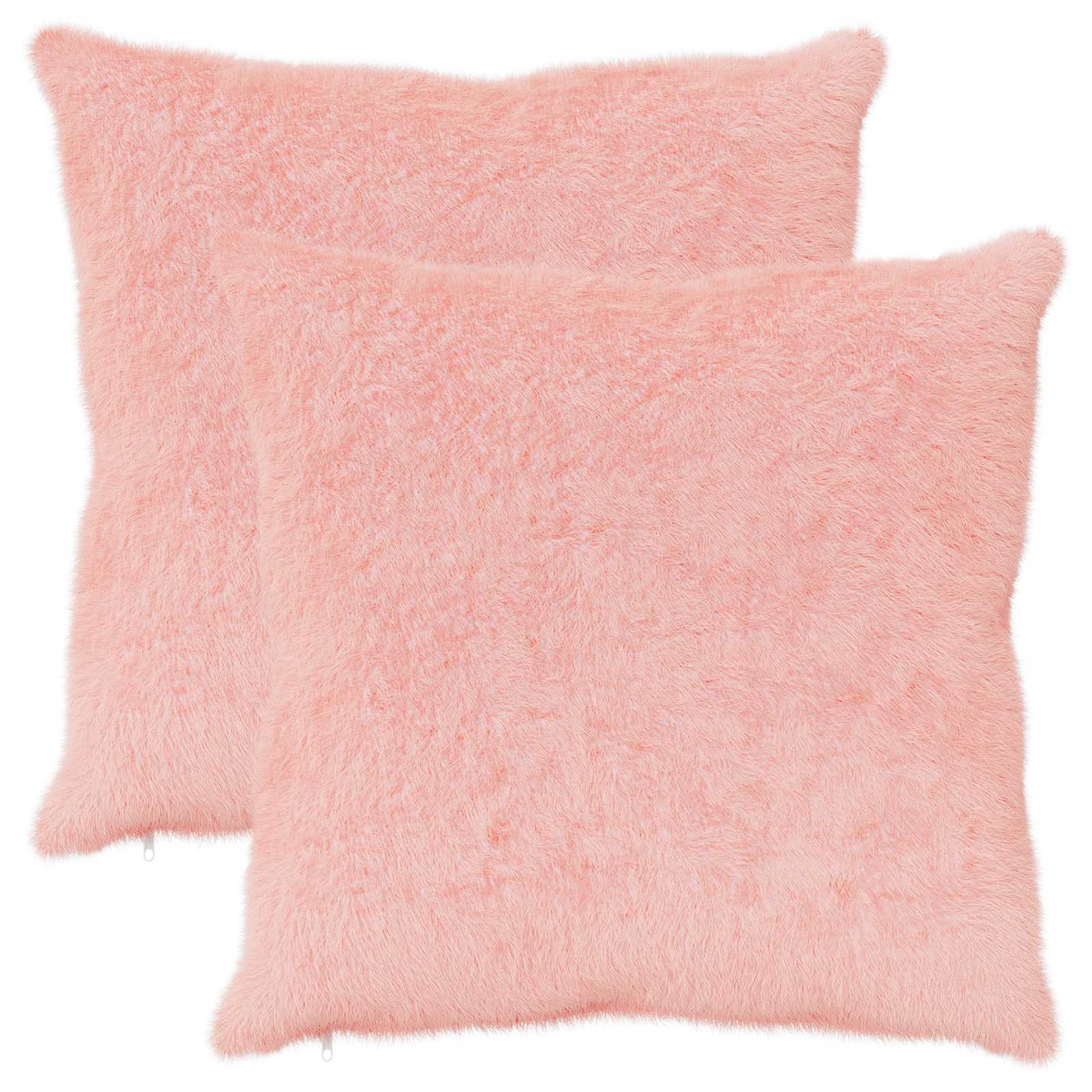 Kussensloop 2 st HEERLEN Roze 65 x 65 cm Nep Konijnenbont image 1