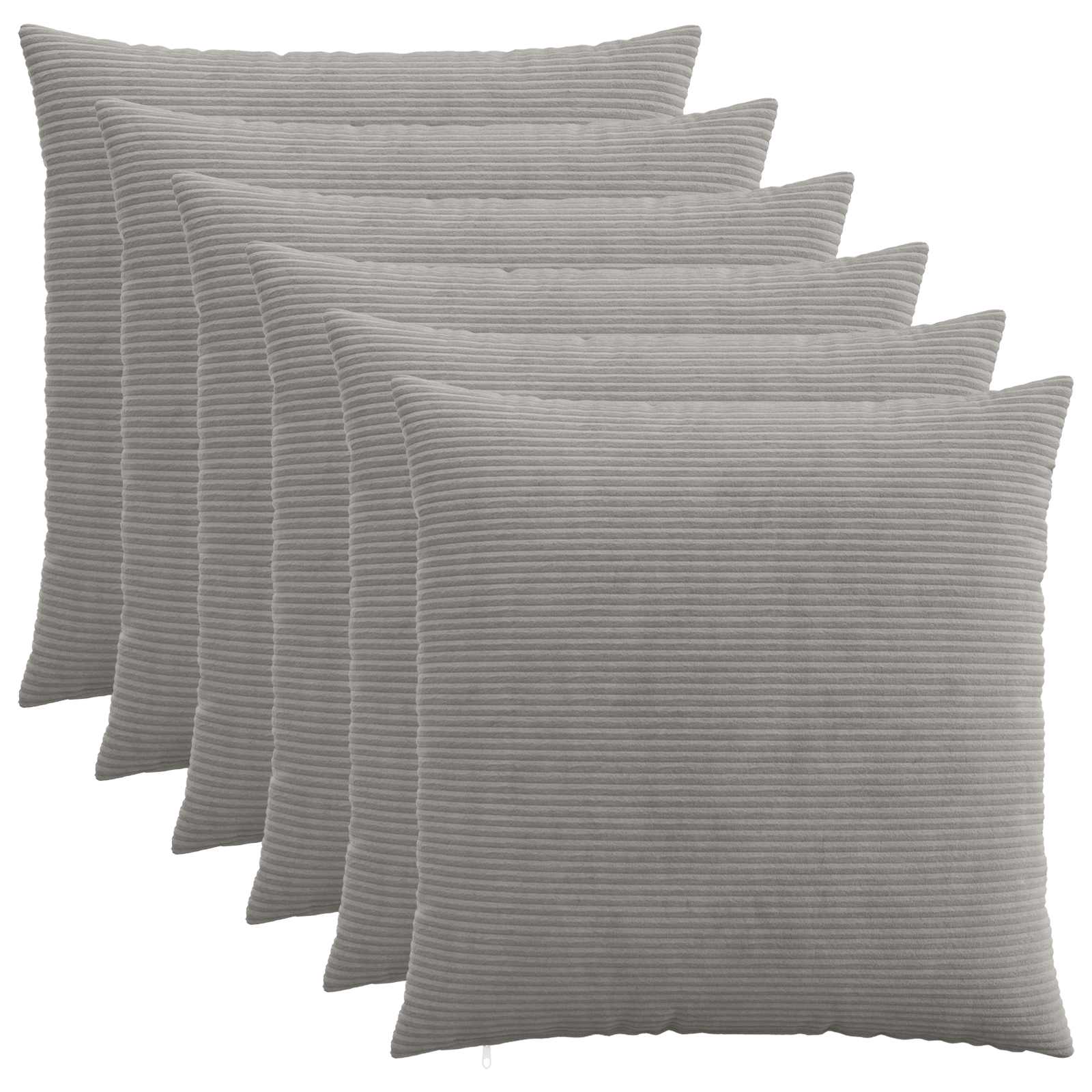 Kussensloop 6 pcs HEERLEN Lichtgrijs 80 x 80 cm corduroy image 1