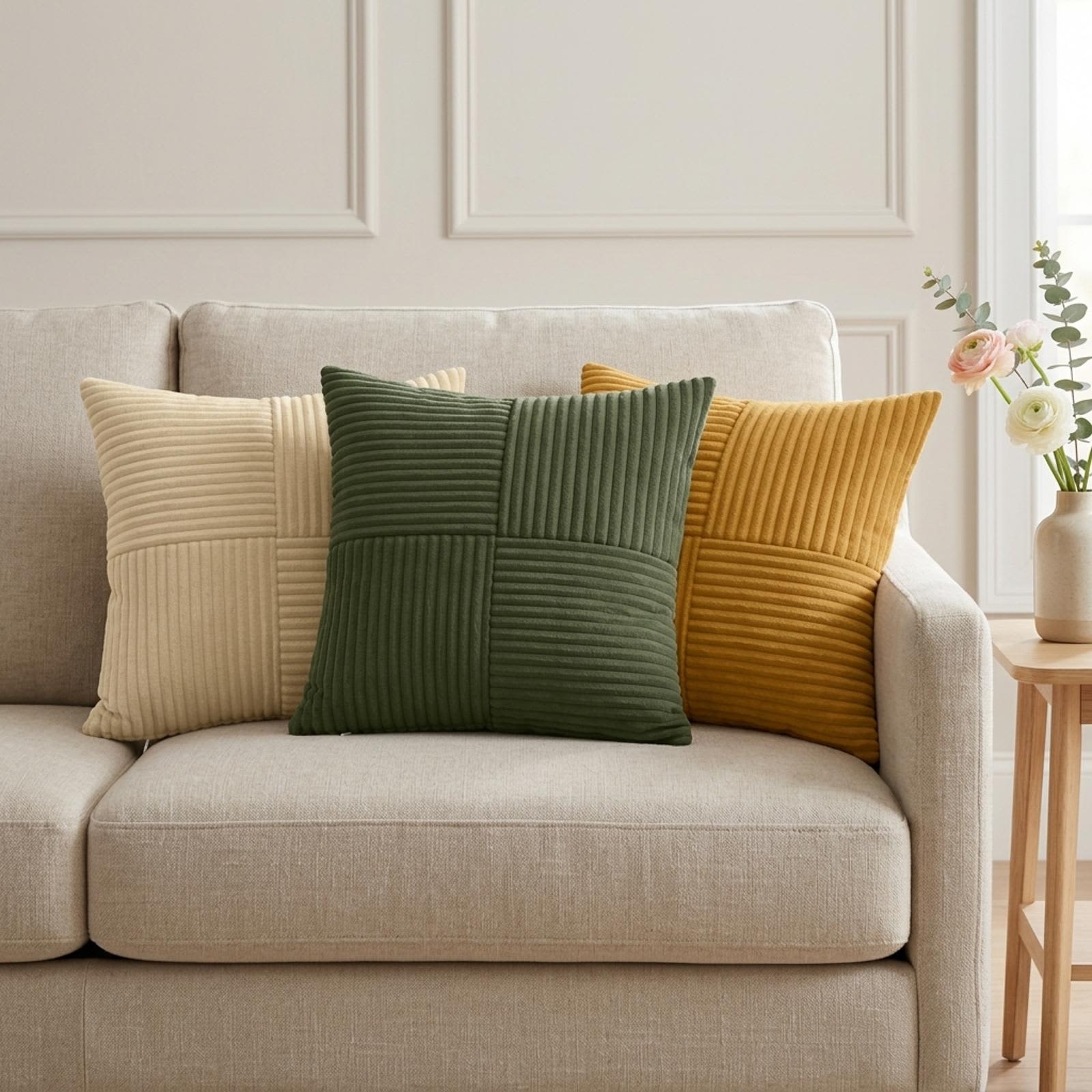 vidaXL Pudebetræk 12 stk. ALMELO Grågrøn 40 x 40 cm cordfløjl