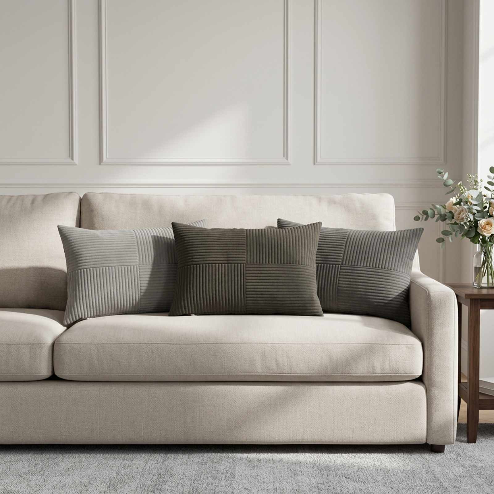 Prevleka za blazino 6 kos ALMELO Antracit 40 x 60 cm korduroy