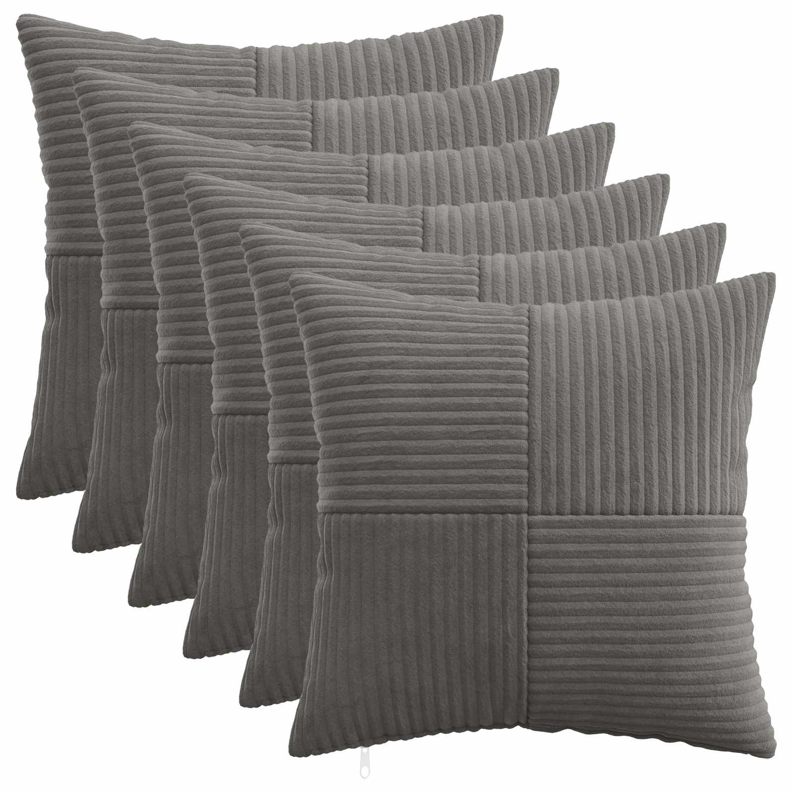 Kussensloop 6 pcs ALMELO Donkergrijs 40 x 40 cm corduroy image 1