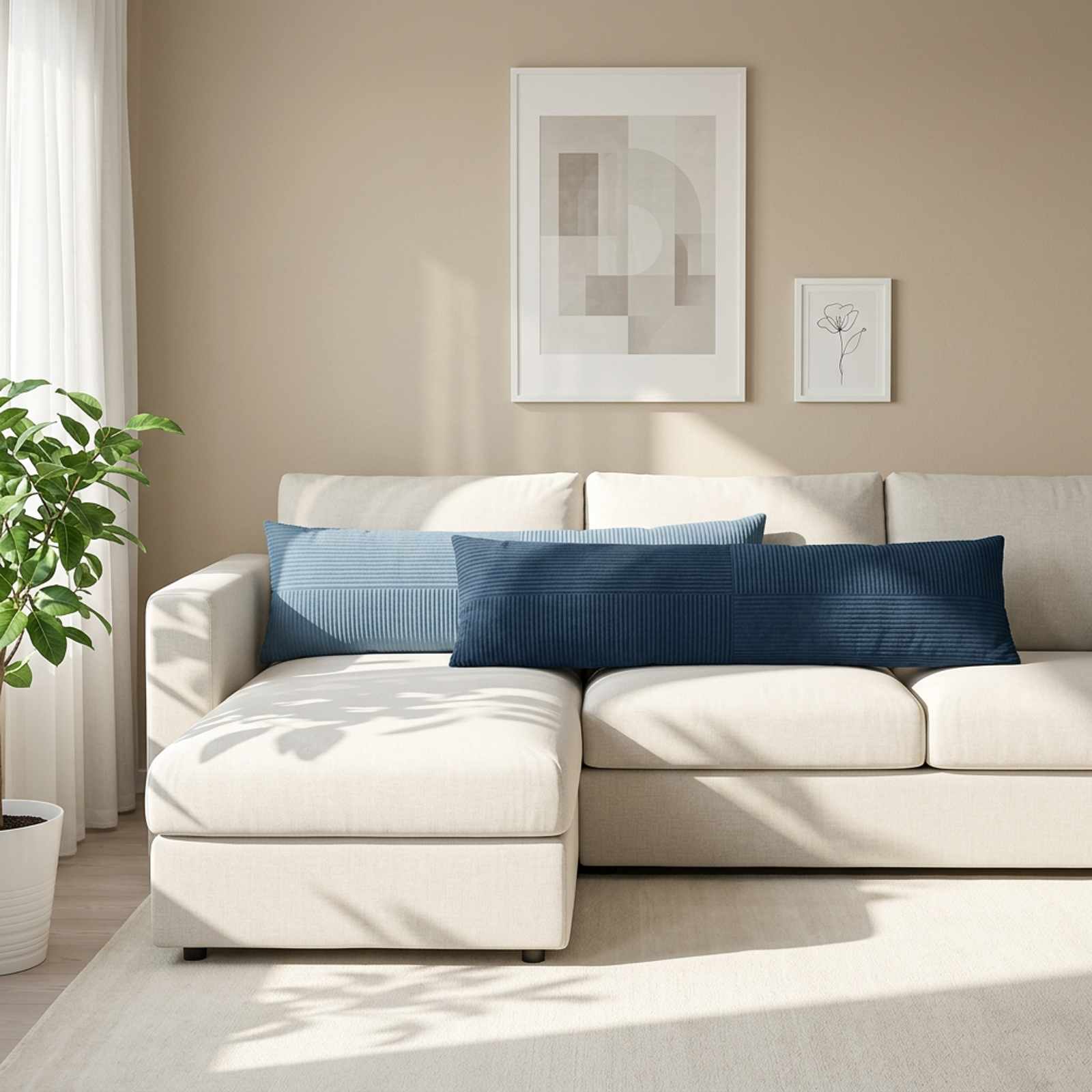 Prevleka za blazino ALMELO Temno modra 40 x 145 cm korduroy