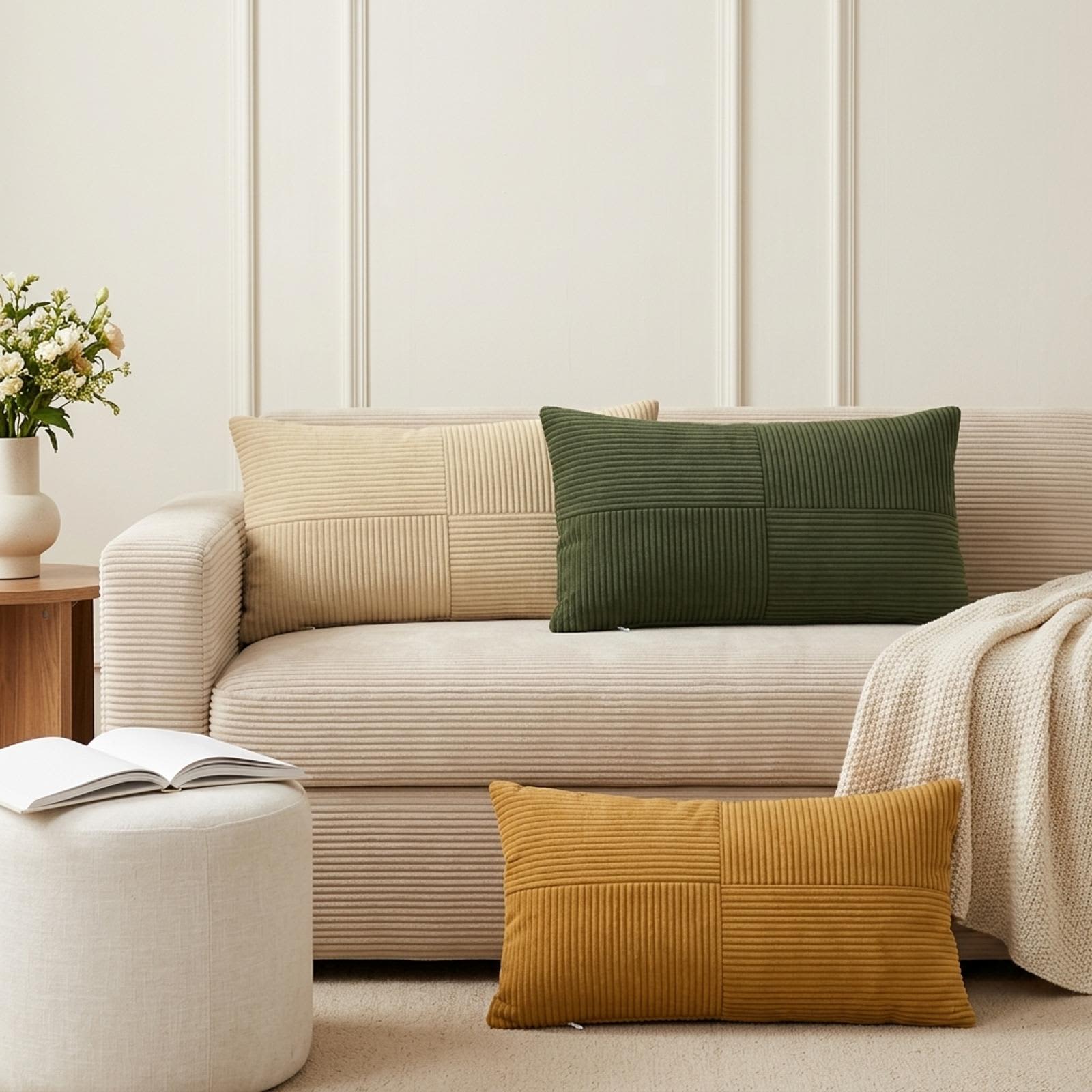 Prevleka za blazino 2 kos ALMELO Zelena 40 x 70 cm korduroy