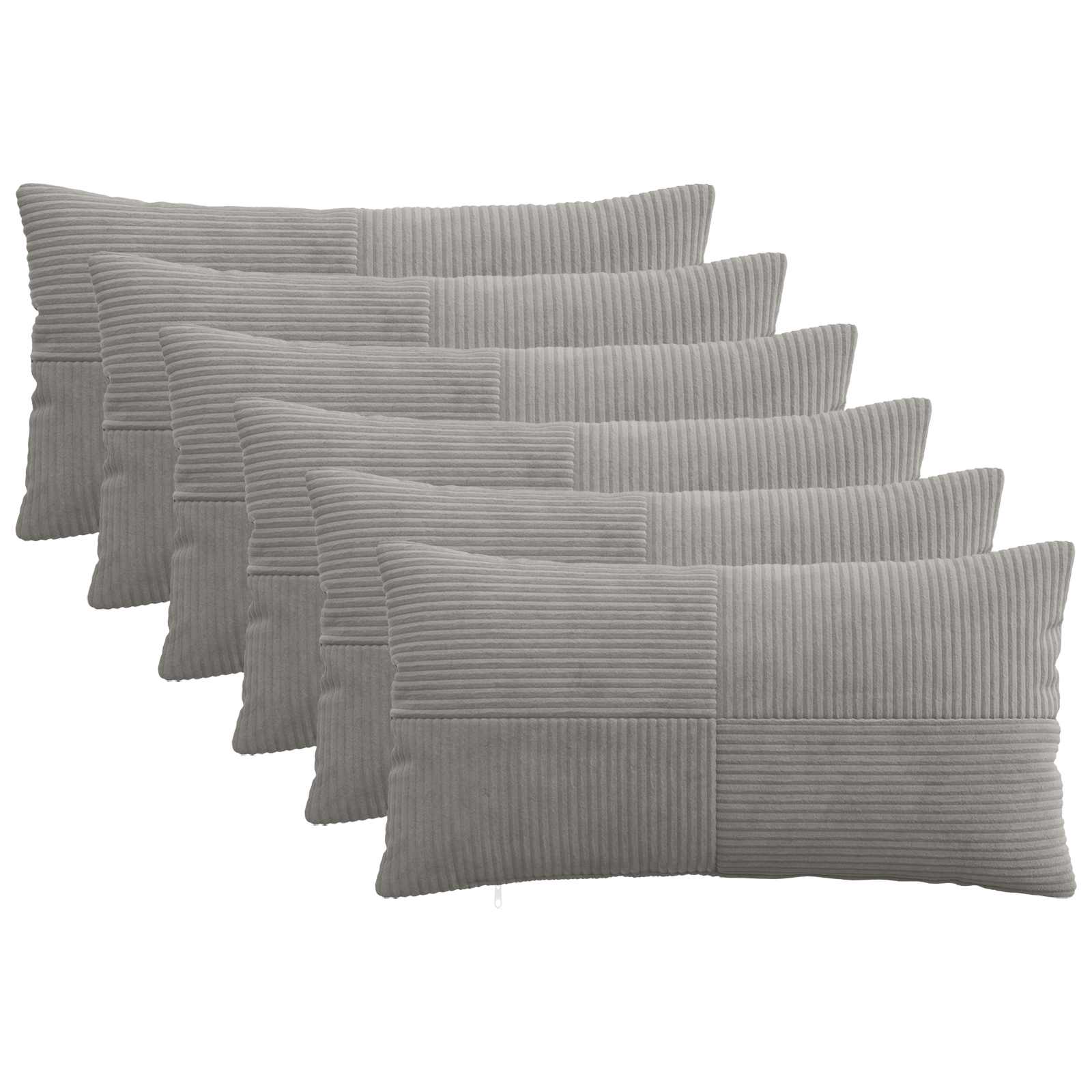 Kussensloop 6 pcs ALMELO Lichtgrijs 40 x 80 cm corduroy image 1