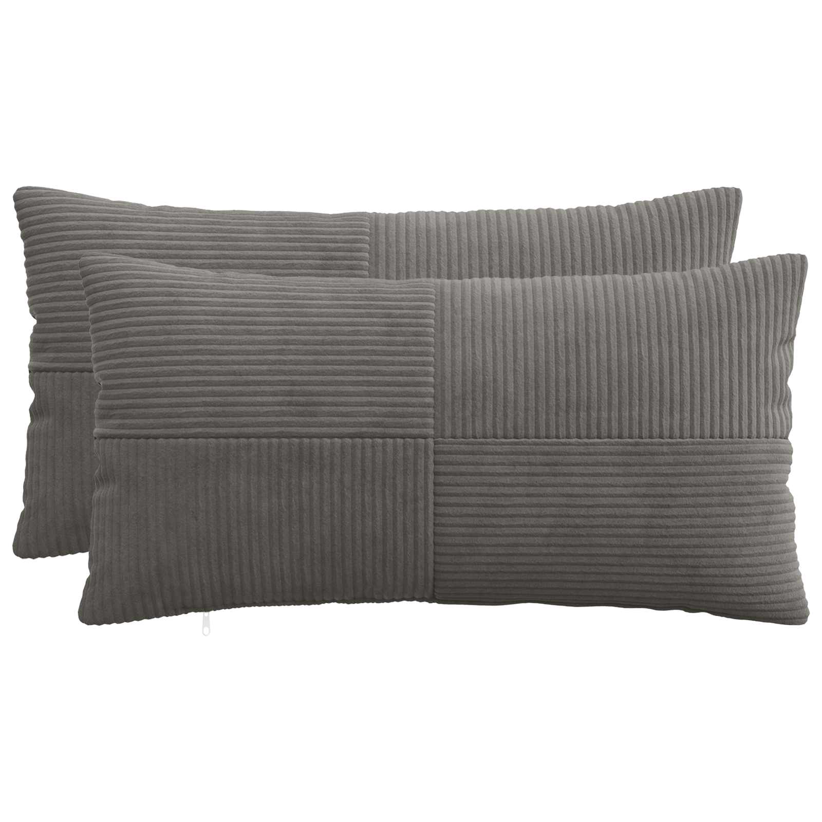 vidaXL Pudebetræk 2 pcs ALMELO Mørkegrå 40 x 80 cm cordfløjl
