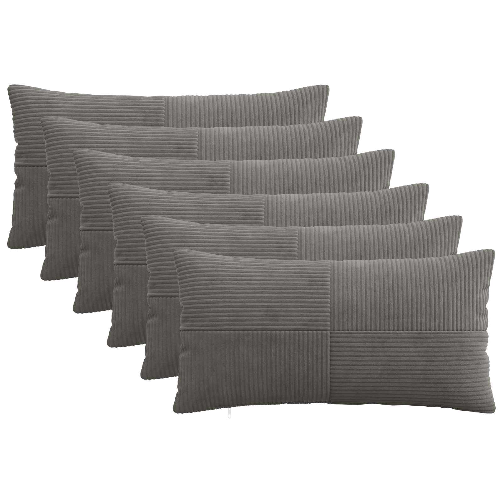 Kussensloop 6 pcs ALMELO Donkergrijs 40 x 80 cm corduroy image 1