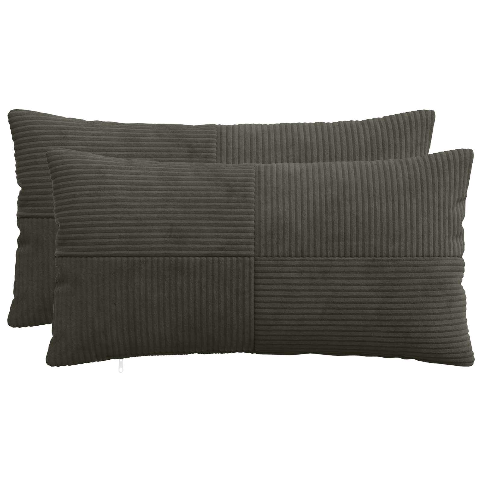 Kussensloop 2 pcs ALMELO Antracietkleurig 40 x 80 cm corduroy image 1