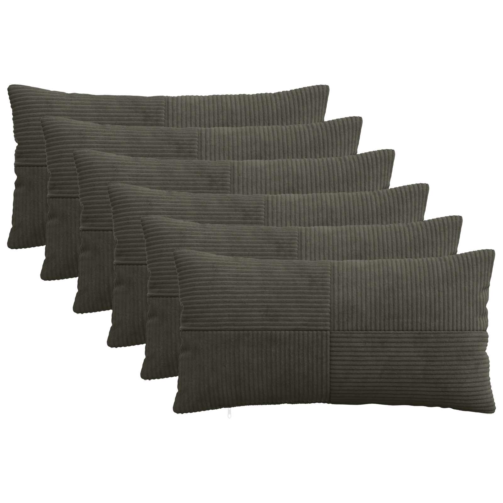Kussensloop 6 pcs ALMELO Antracietkleurig 40 x 80 cm corduroy image 1