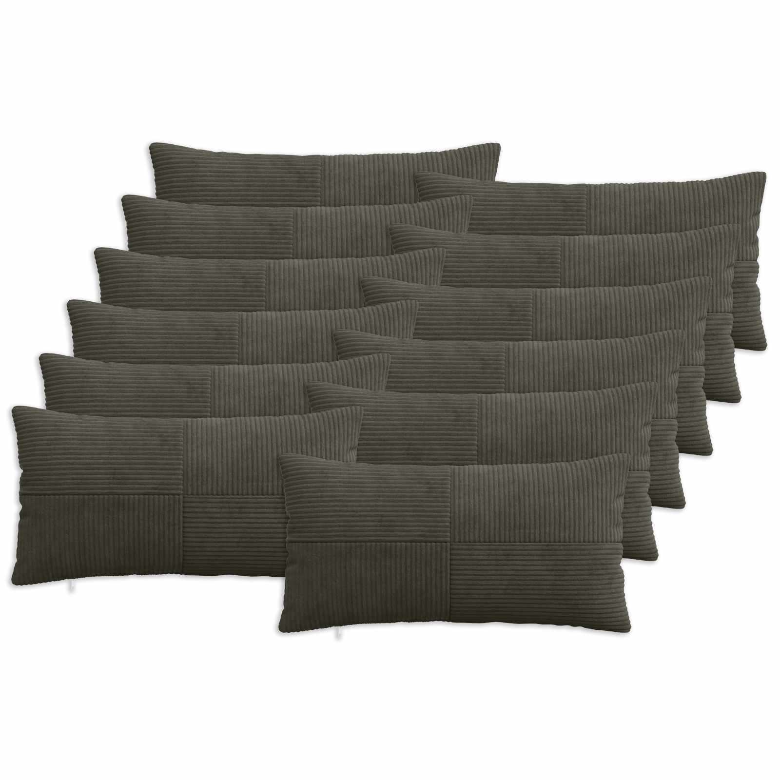 Kussensloop 12 pcs ALMELO Antracietkleurig 40 x 80 cm corduroy image 1