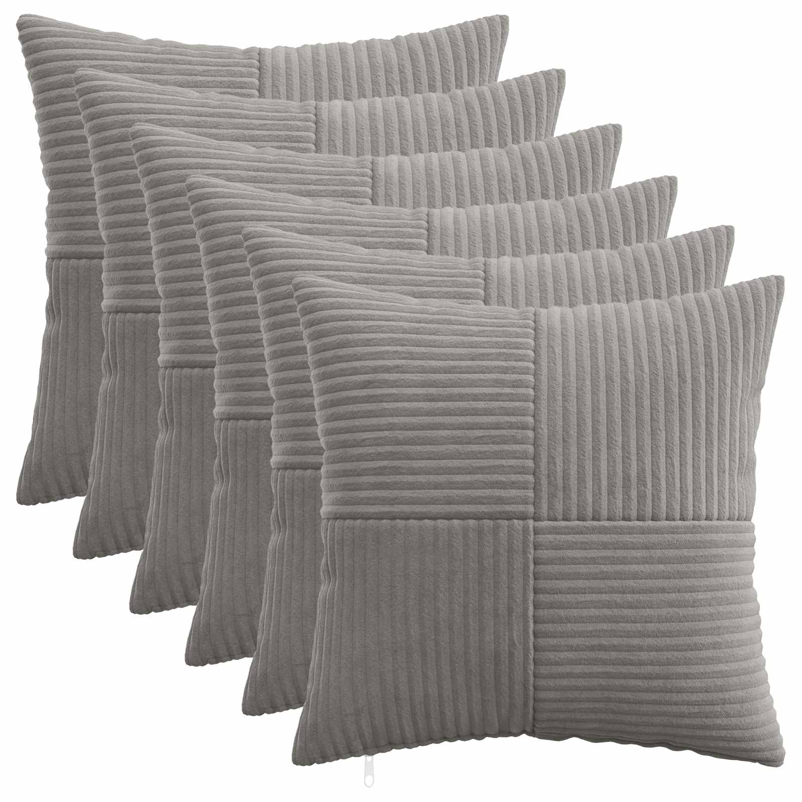 Kussensloop 6 pcs ALMELO Lichtgrijs 45 x 45 cm corduroy image 1