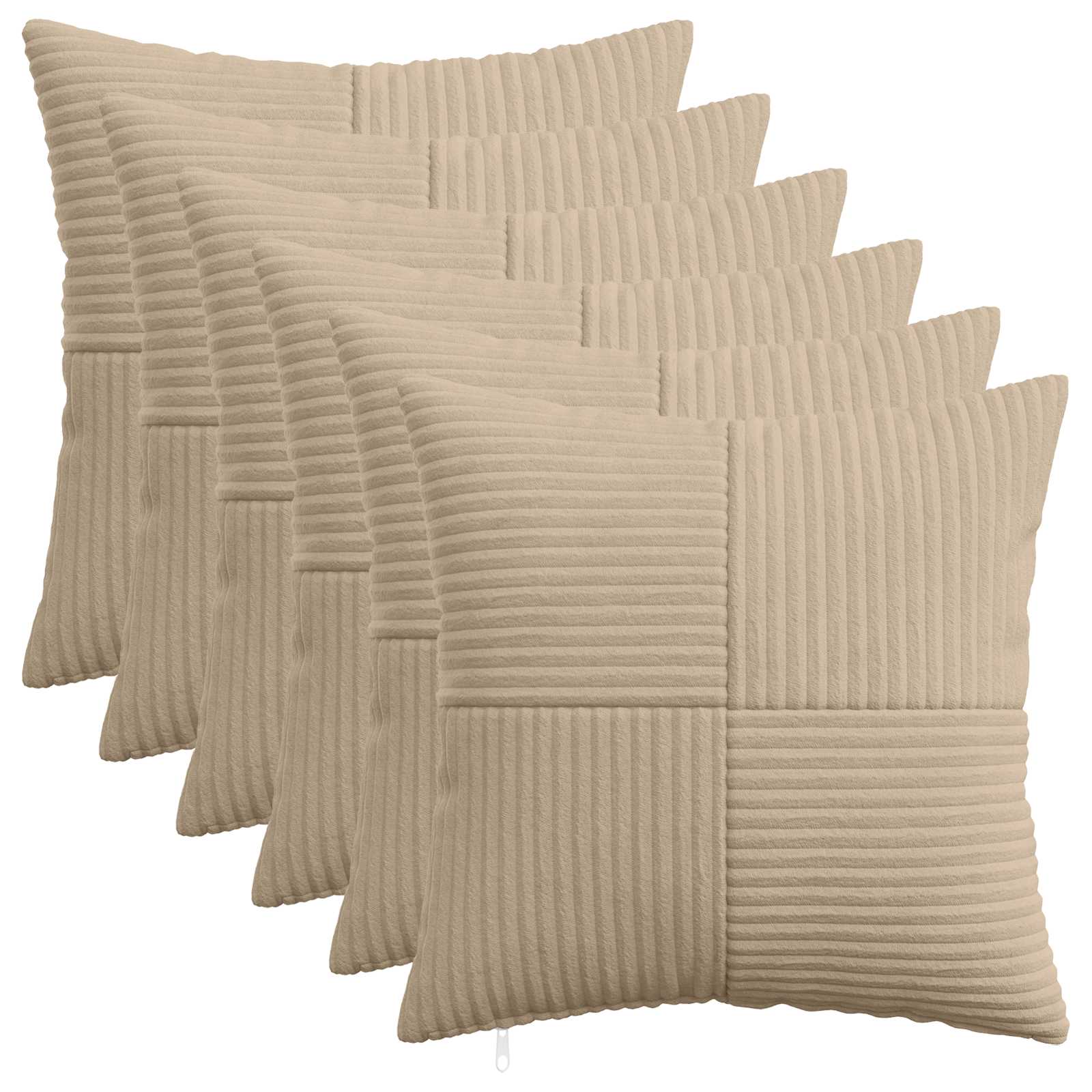 Kussensloop 6 pcs ALMELO Taupe 45 x 45 cm corduroy image 1