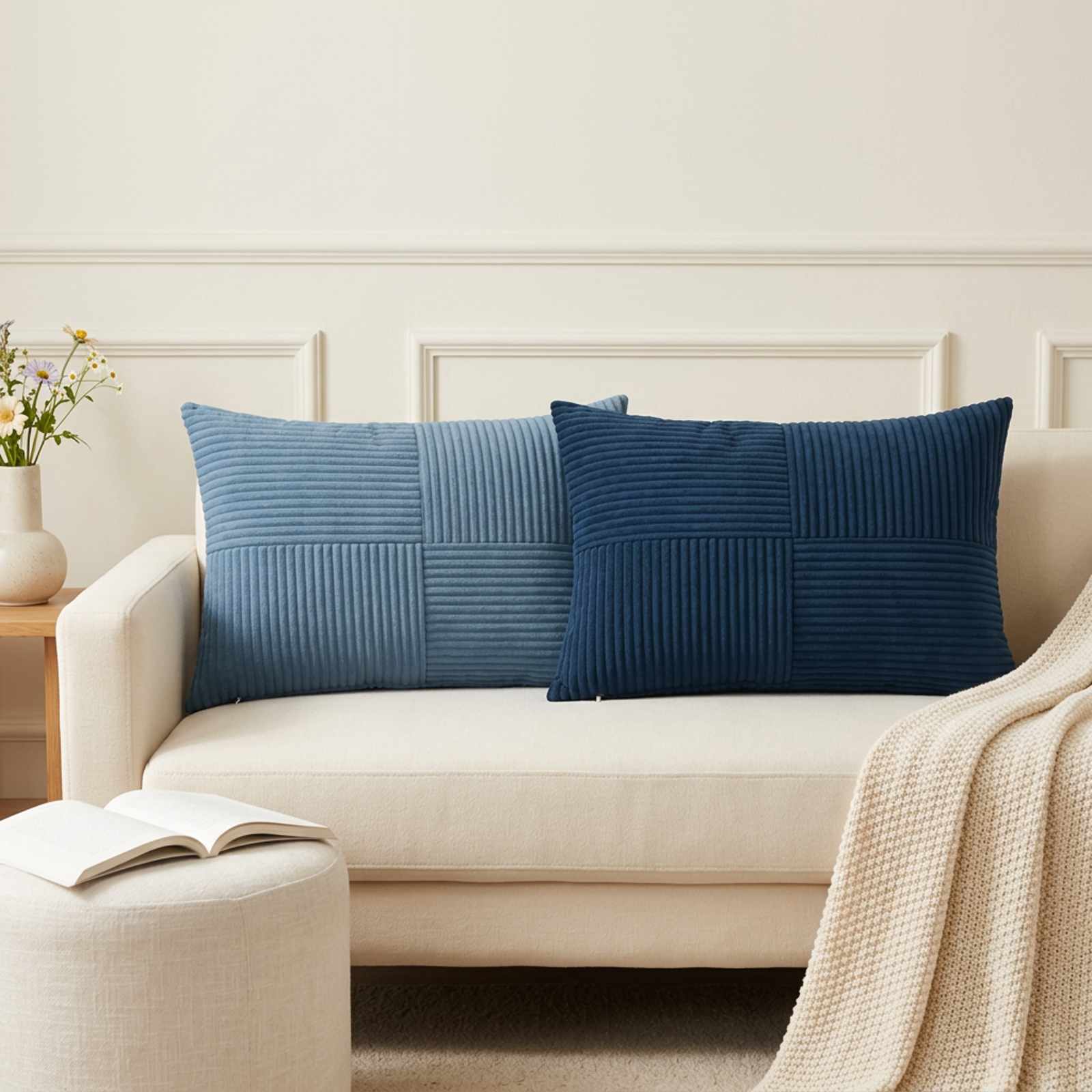 Prevleka za blazino 2 kos ALMELO Temno modra 50 x 80 cm