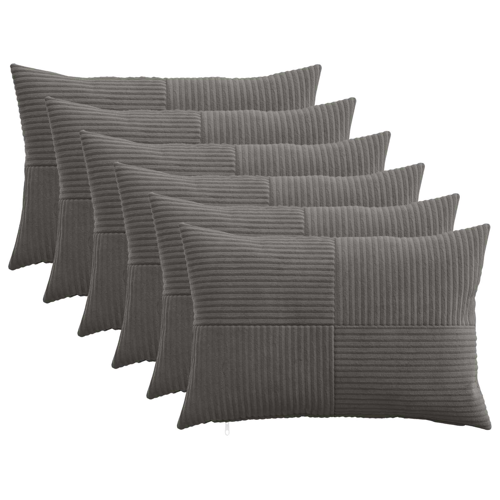 Kussensloop 6 pcs ALMELO Donkergrijs 50 x 75 cm corduroy image 1