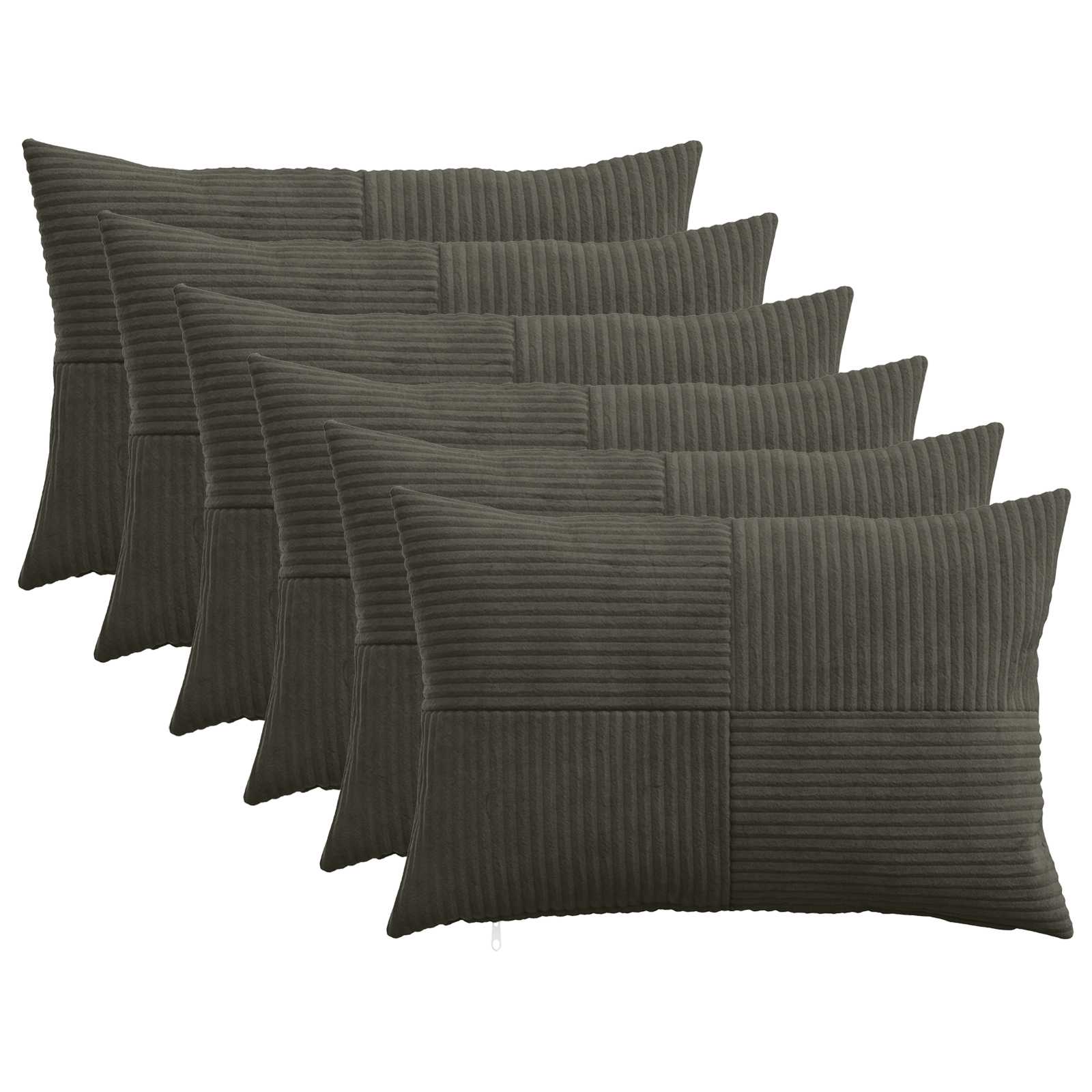 Kussensloop 6 pcs ALMELO Antracietkleurig 50 x 75 cm corduroy image 1