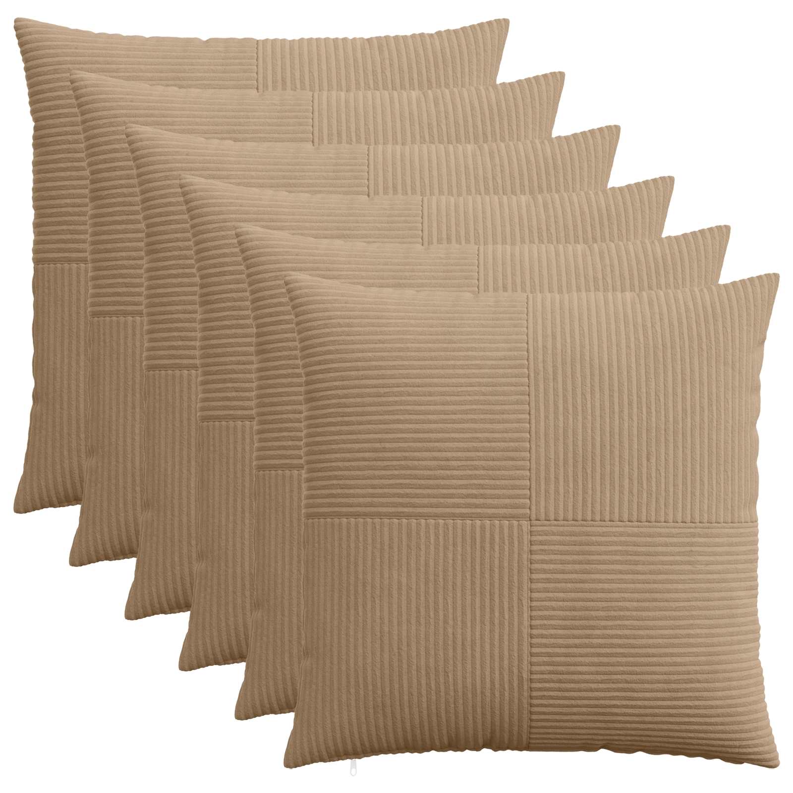 vidaXL Poťah na podložku 6 ks ALMELO Hnedá 60 x 60 cm manšestr