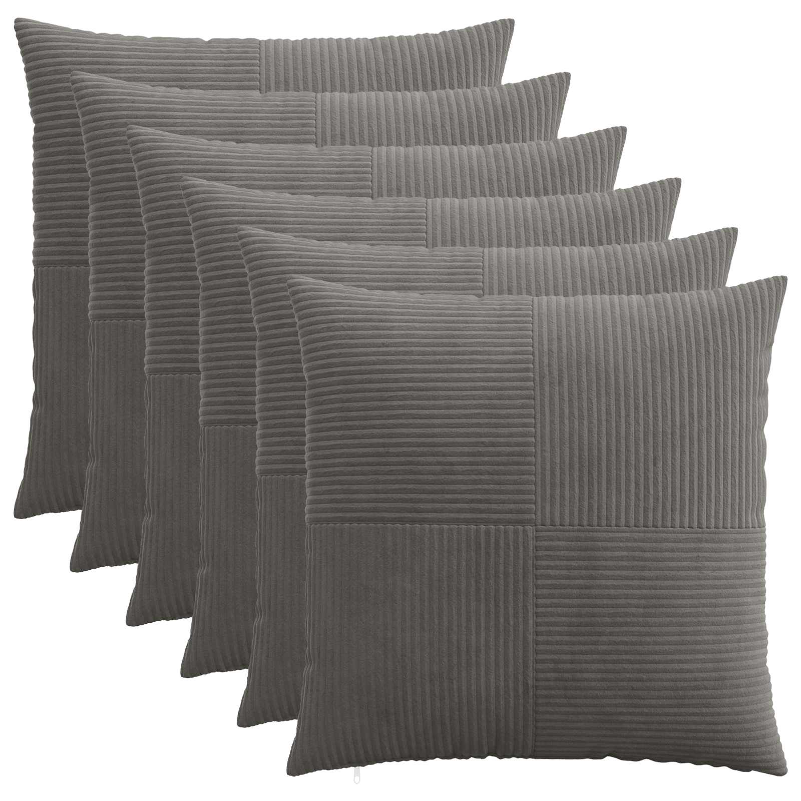 Kussensloop 6 pcs ALMELO Donkergrijs 70 x 70 cm corduroy image 1