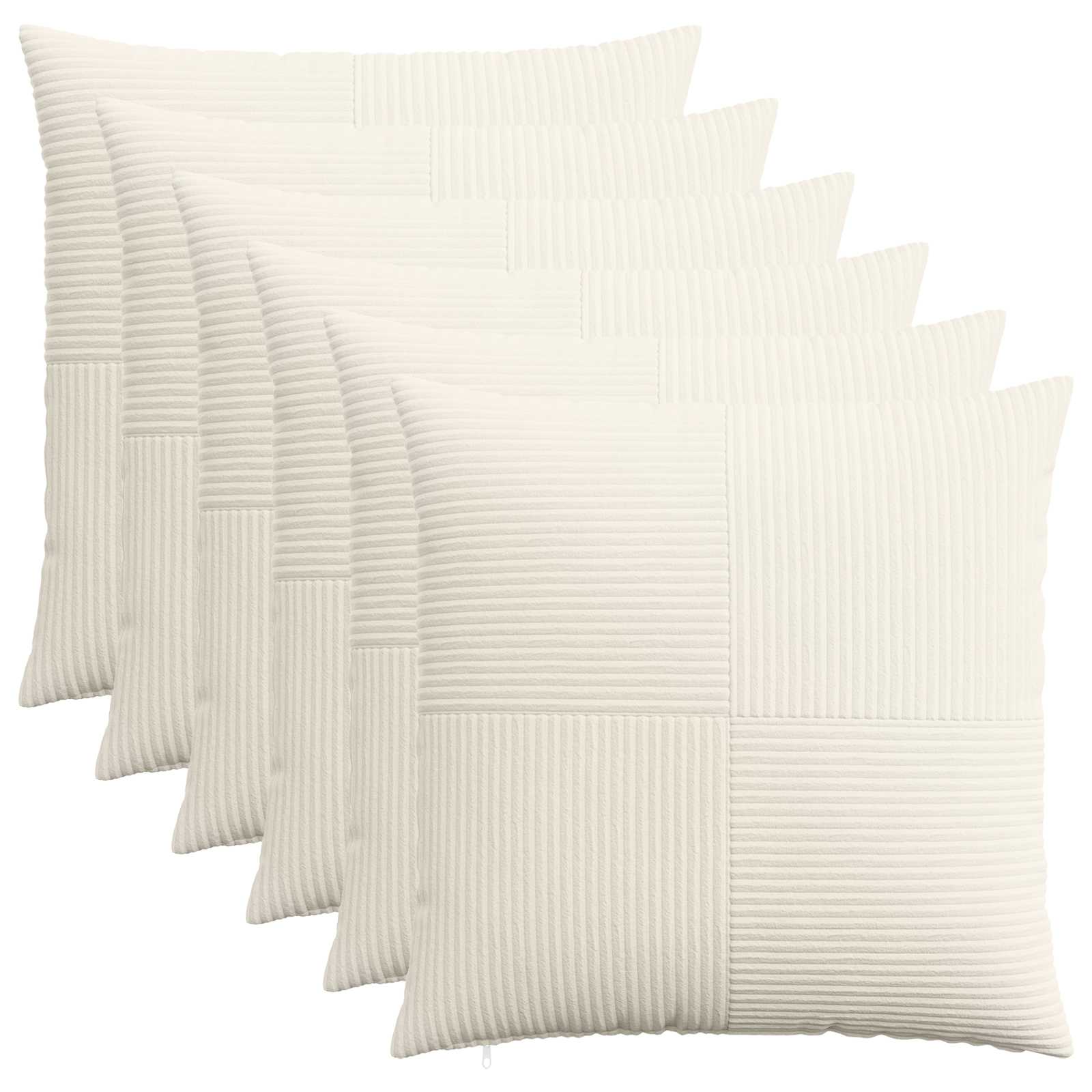 Kussensloop 6 pcs ALMELO Crèmekleurig 80 x 80 cm corduroy image 1